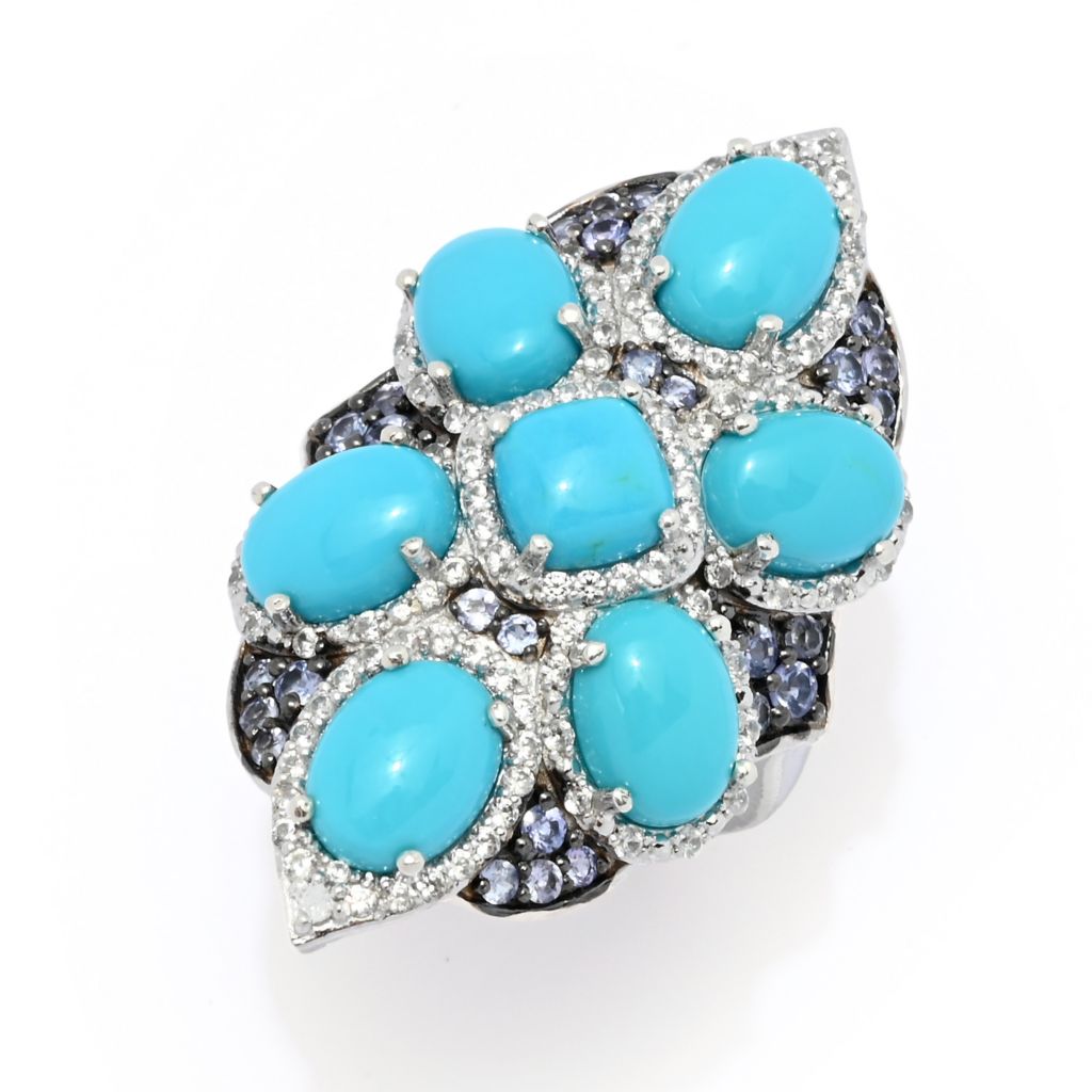 Gem Treasures Sleeping Beauty Turquoise & Tanzanite Shield Ring by Steals