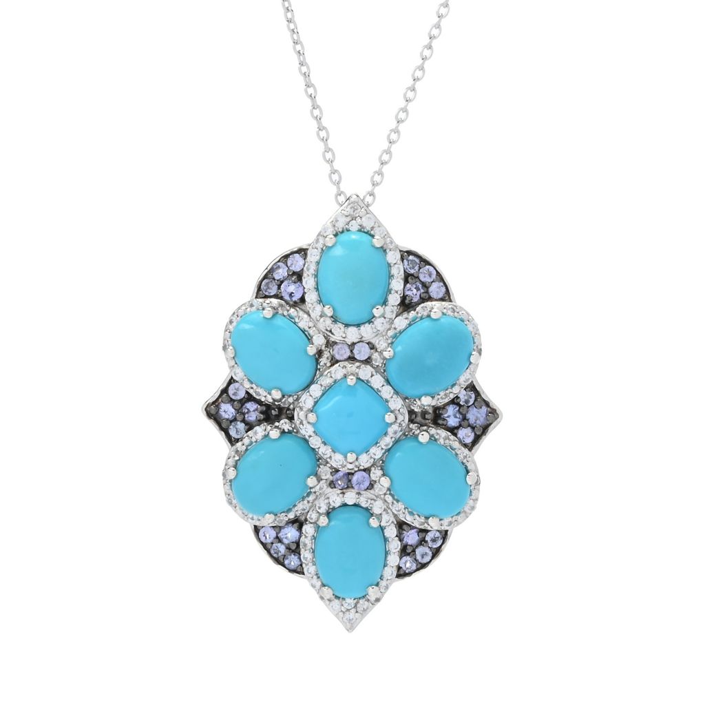 Gem Treasures Sleeping Beauty Turquoise & Tanzanite Shield Pendant by Steals