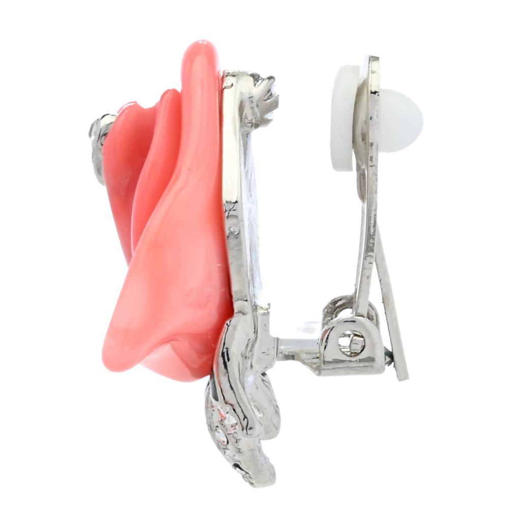 Kenneth Jay Lane Gold Plated Rhinestone Accented Rose Button Earrings by Steals