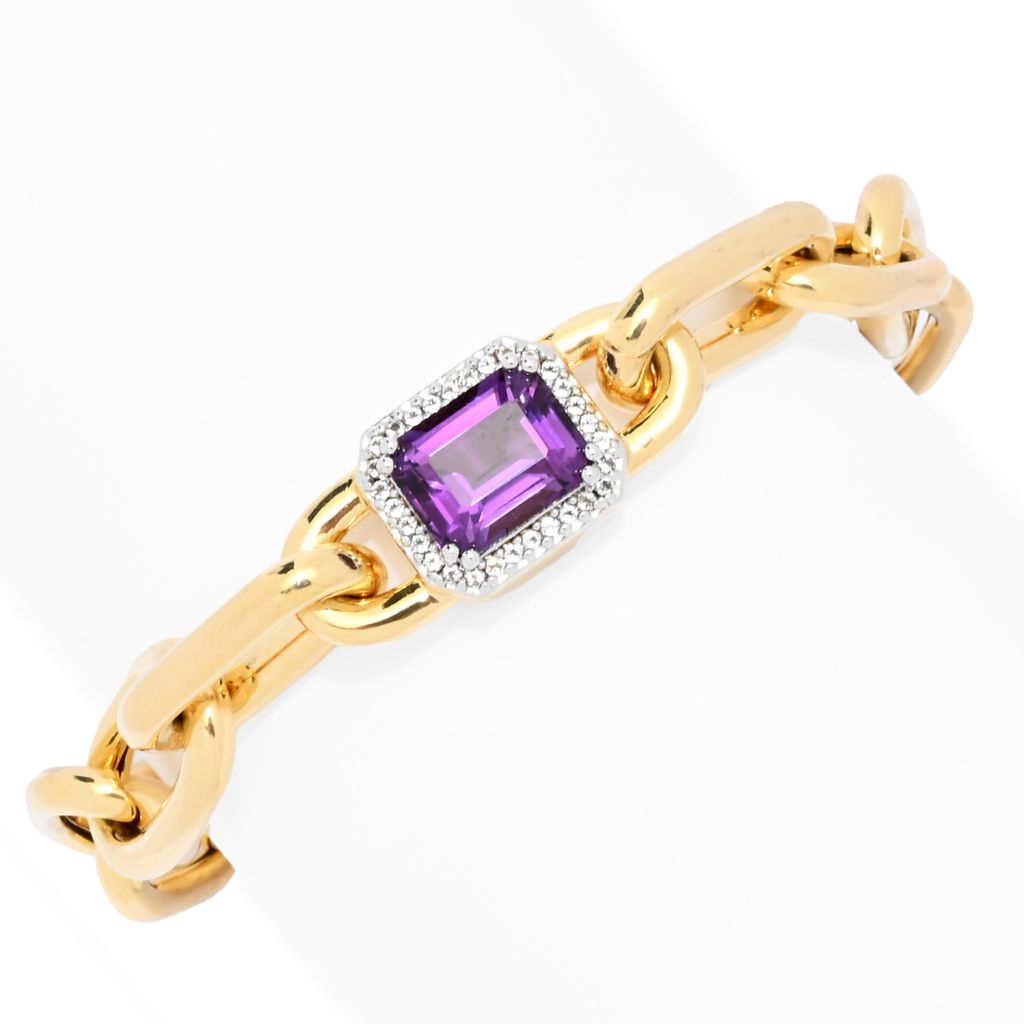 Toscana Italiana 18K Gold Plated Choice of Gem & White Topaz Bracelet by Steals