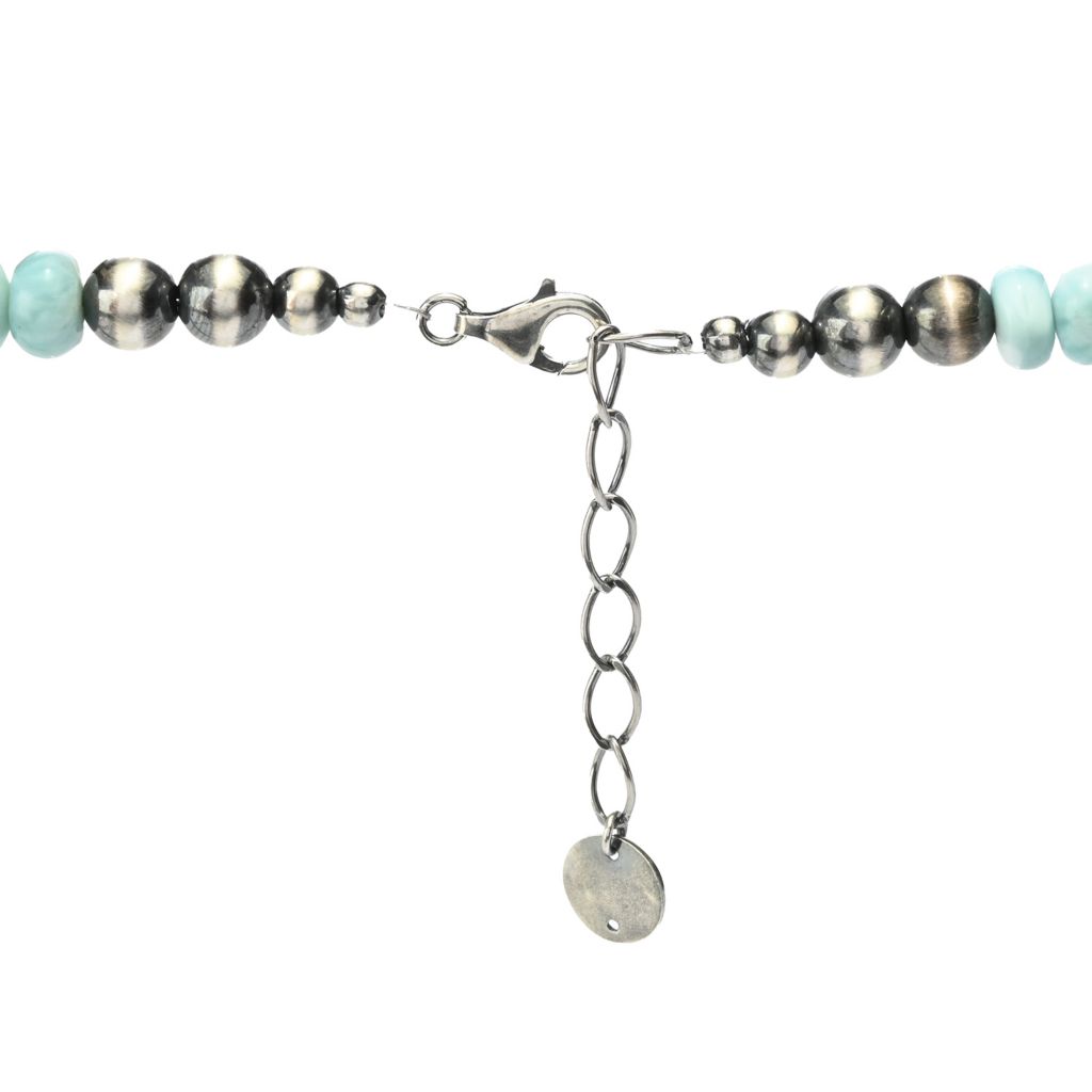 Southwest Elements Sterling Silver 8mm Larimar Rondelle Bead Necklace by Steals