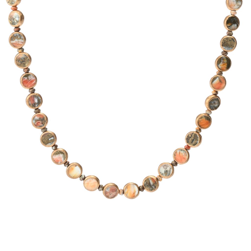 Southwest Elements Sterling Silver Choice of Gemstone Coin & Gem Bead Necklace by Steals
