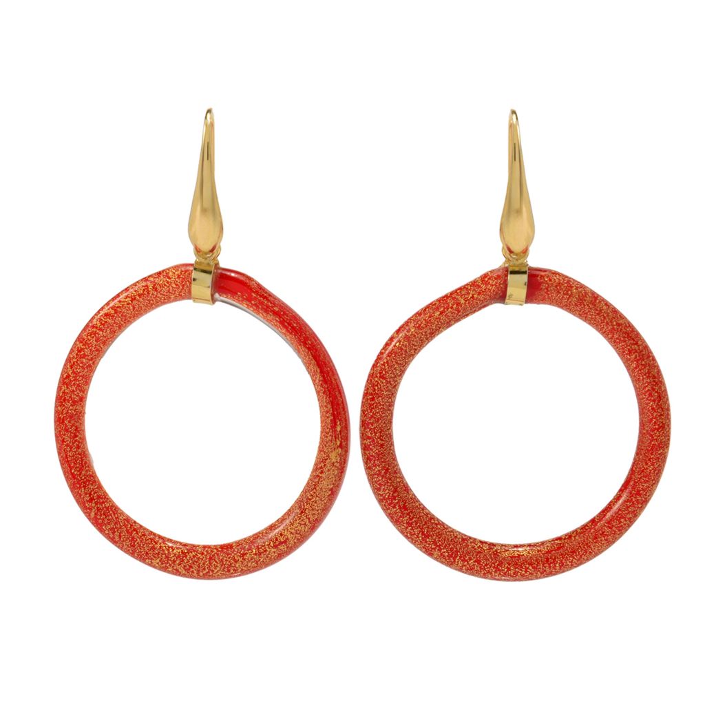 Il Murano di Francesca 18K Gold Accented Murano Glass Hoop Earrings by Steals