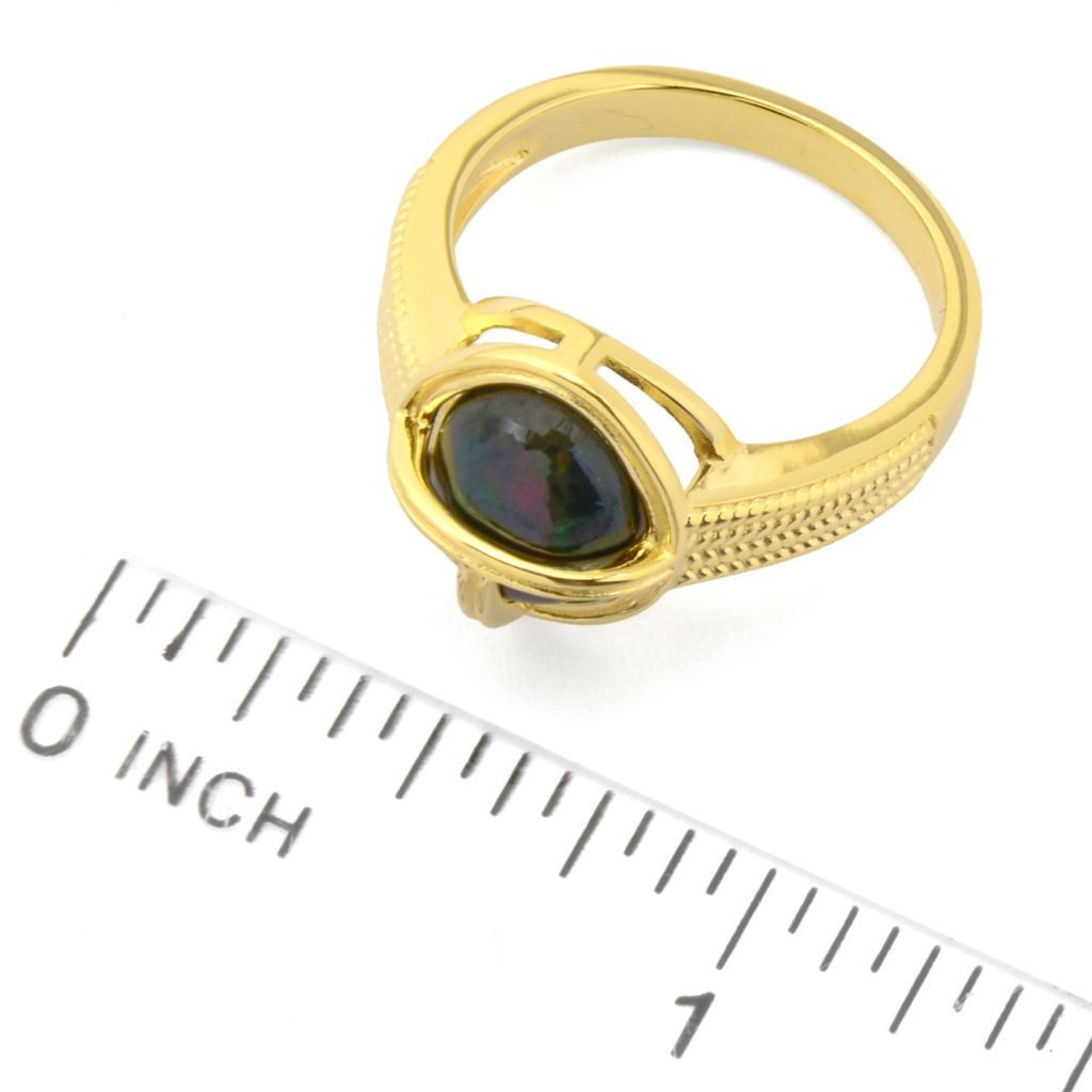 Passport to Egypt 18K Gold Plated 10x8mm Black Opal Scarab Stack Ring by Steals