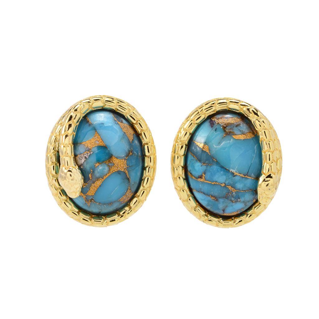 Passport to Egypt 18K Gold Plated Choice of Gem Snake Wrap Stud Earrings by Steals