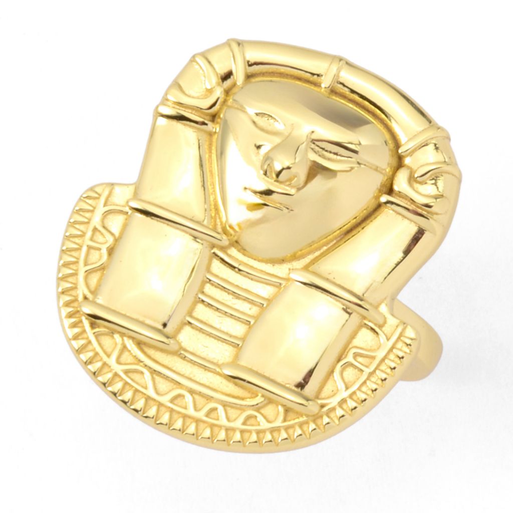 Passport to Egypt 18K Gold Plated Polished Pharaoh Ring by Steals