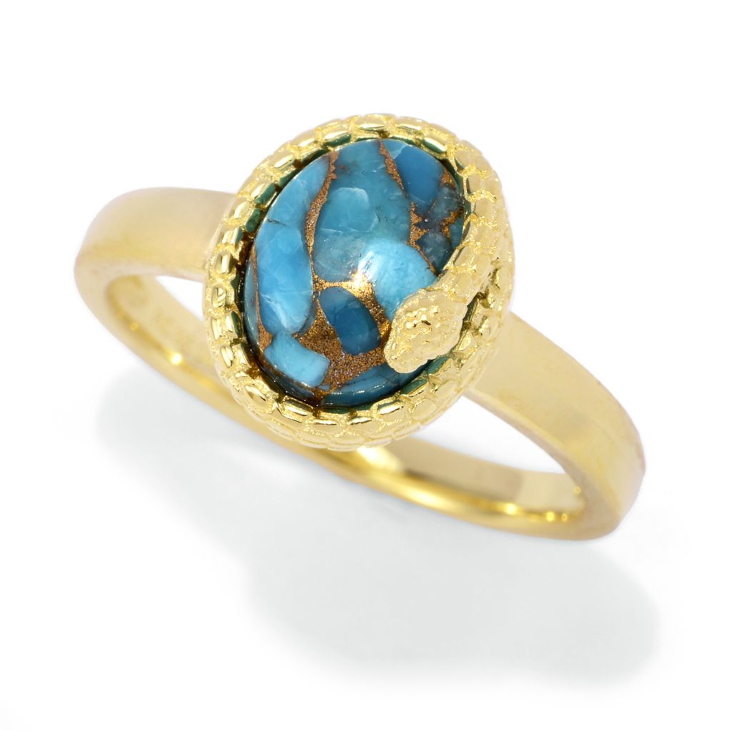 Passport to Egypt 18K Gold Plated Choice of 9x7mm Oval Gem Snake Wrap Ring by Steals