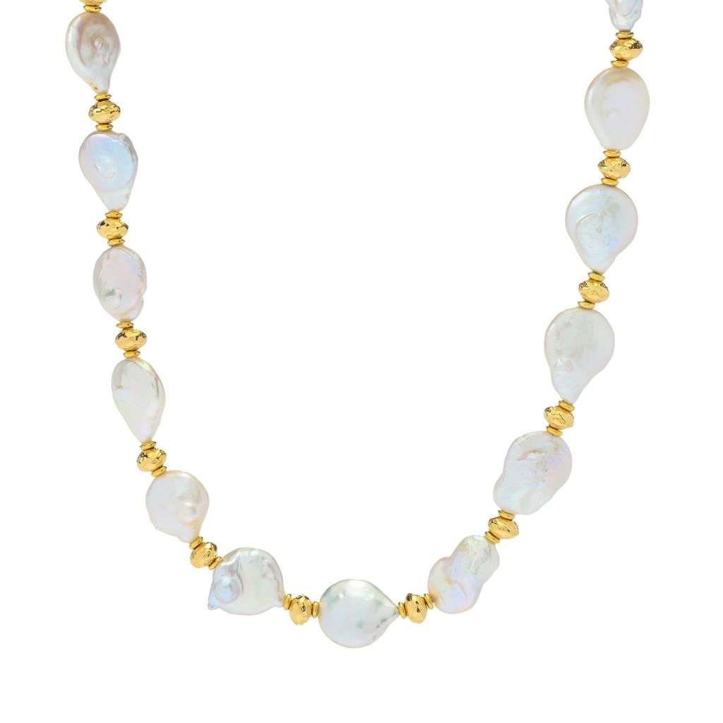 Perlaviva 18K Gold Plated 13.5-15.5mm Keshi Cultured Pearl Necklace by Steals
