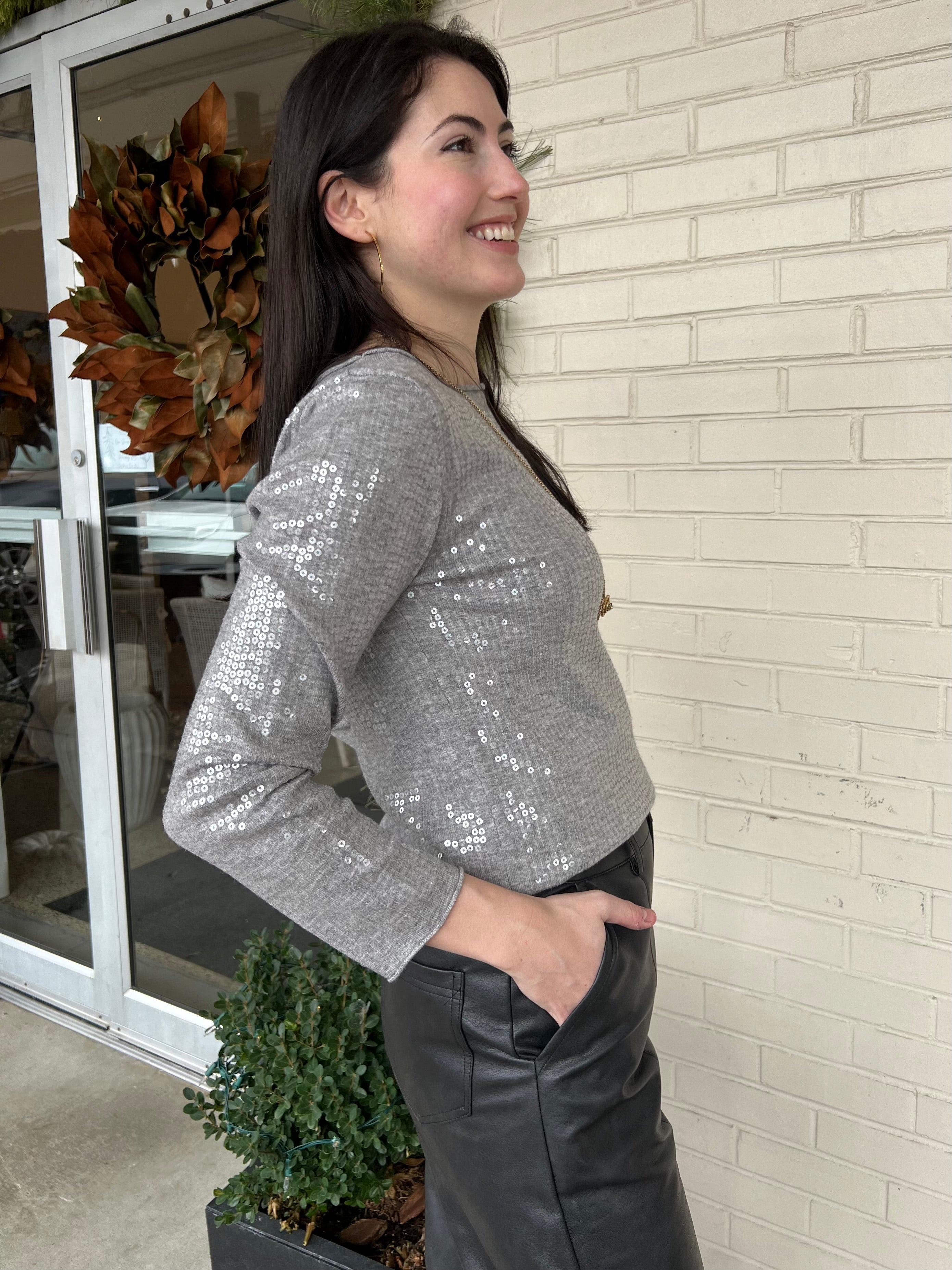 Shine Bright Sequin Knit Top