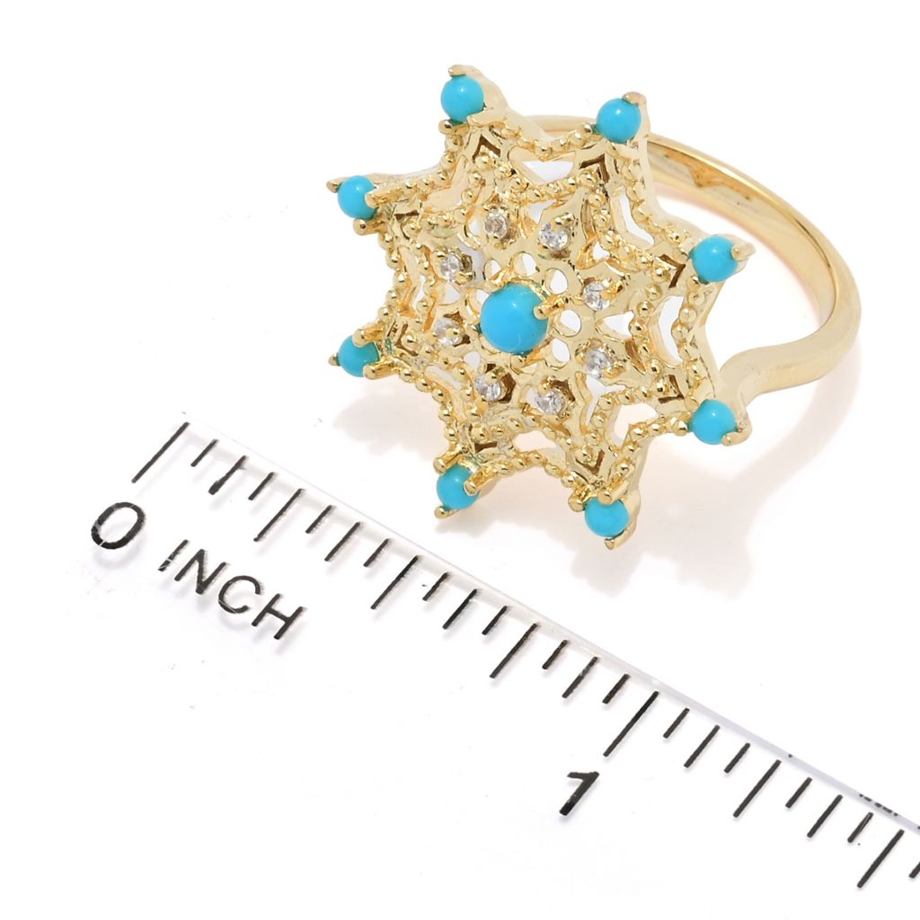 Passport to India "Sheesh Mahal" Sleeping Beauty Turquoise & Zircon Star Ring by Steals