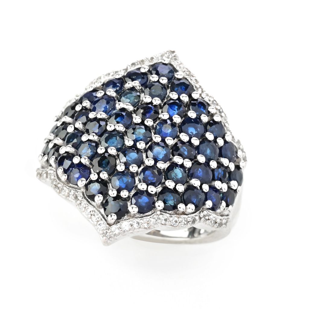 Gem Treasures Sterling Silver 4.05ctw Sapphire & Zircon Cluster Ring by Steals
