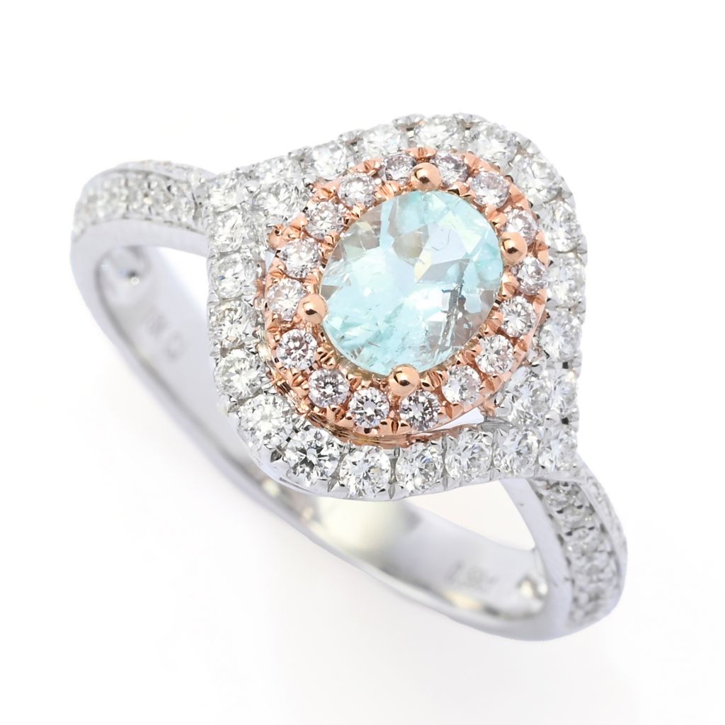 CIRARI 14K Two-tone Gold 6.2x4.8mm Oval Paraiba Tourmaline & Diamond Ring by Steals