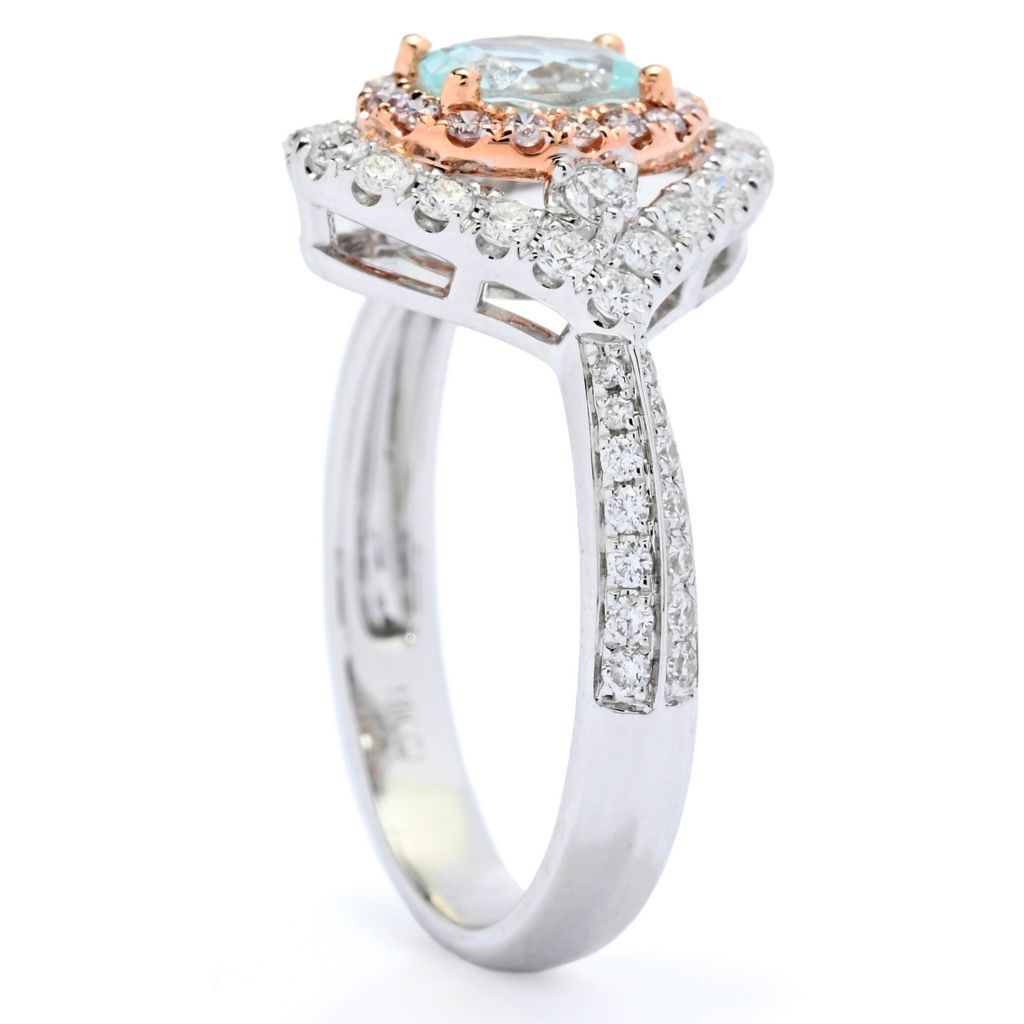 CIRARI 14K Two-tone Gold 6.2x4.8mm Oval Paraiba Tourmaline & Diamond Ring by Steals