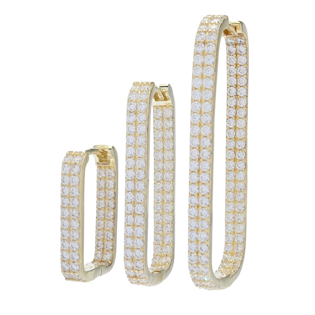 Brilliante Simulated Diamond Choice of Size Paperclip Hoop Earrings by Steals