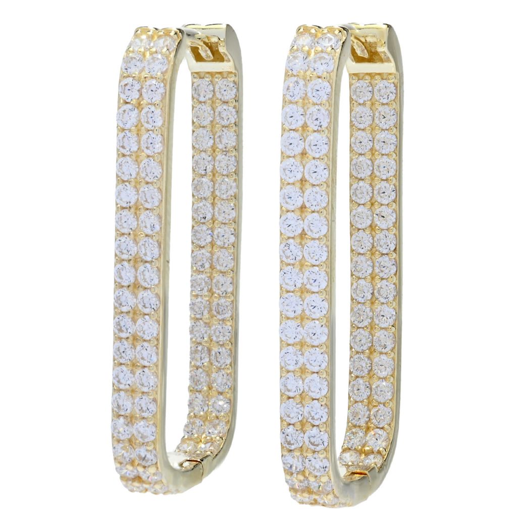 Brilliante Simulated Diamond Choice of Size Paperclip Hoop Earrings by Steals