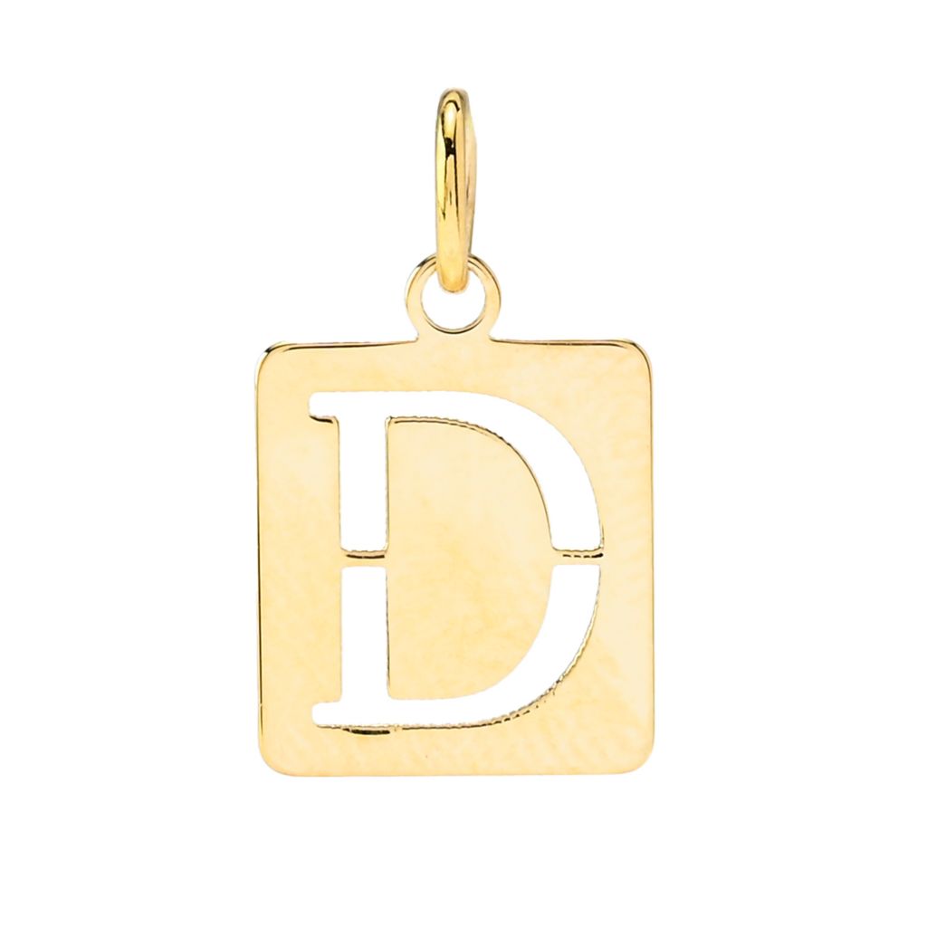 Stefano Oro 14K Gold Polished Square Cutout Choice of Initial Pendant by Steals