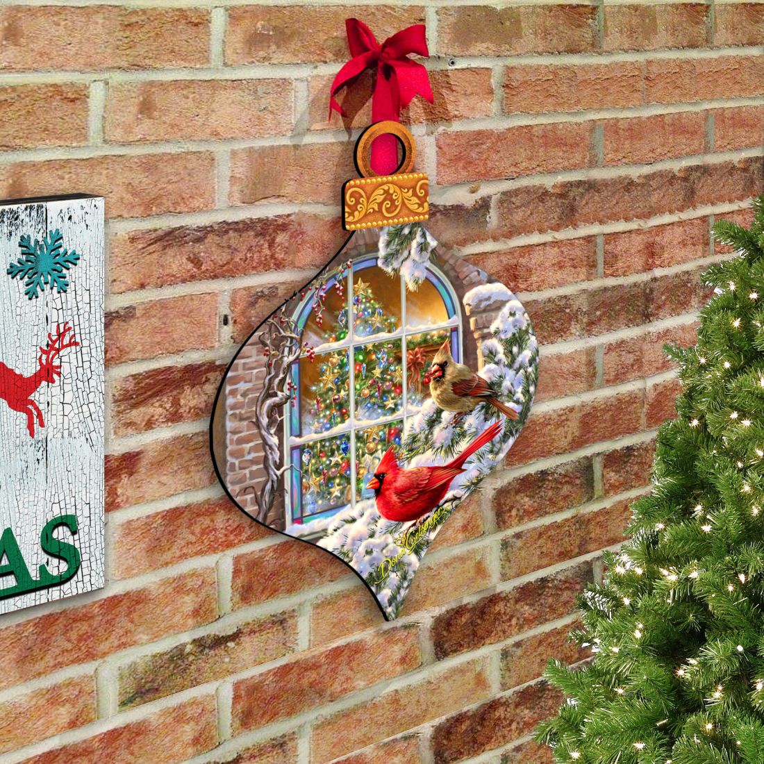 Christmas Birds Holiday Door Decor by D. Gelsinger - Christmas Decor - 8131110H-1318