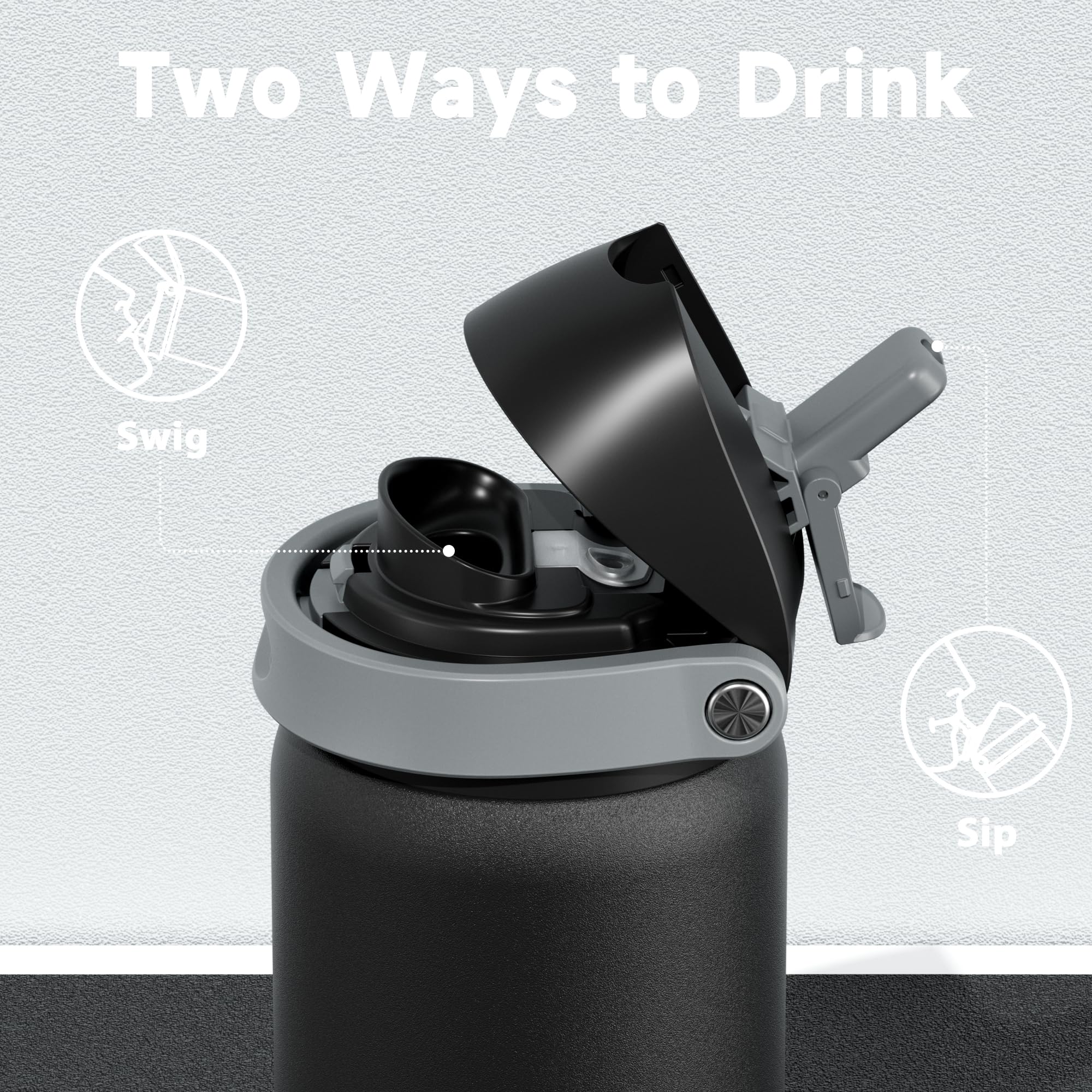 24 oz Insulated Water Bottle with Straw: Meoky Stainless Steel Metal Water Bottle with 2-in-1 Lid - Leak Proof, Cold for 24 Hours, Protective Silicone Base, BPA-Free for Sports Travel Car, Ivory