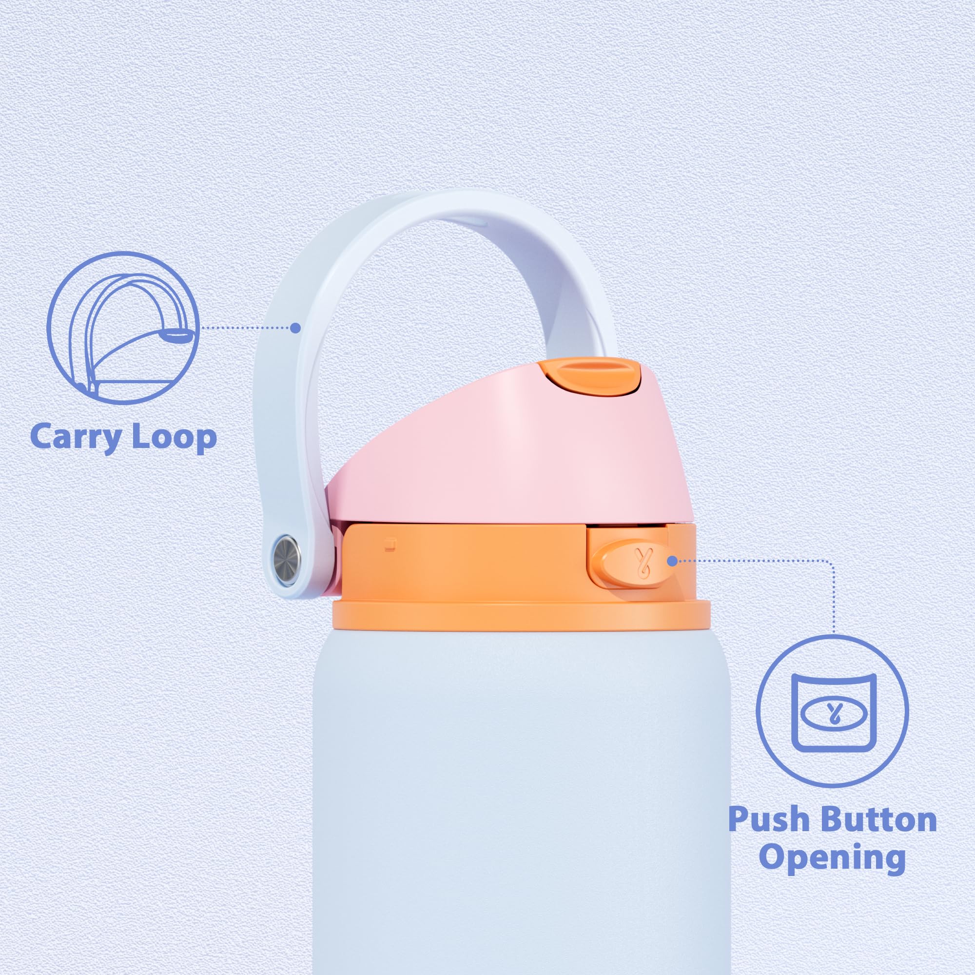 24 oz Insulated Water Bottle with Straw: Meoky Stainless Steel Metal Water Bottle with 2-in-1 Lid - Leak Proof, Cold for 24 Hours, Protective Silicone Base, BPA-Free for Sports Travel Car, Ivory