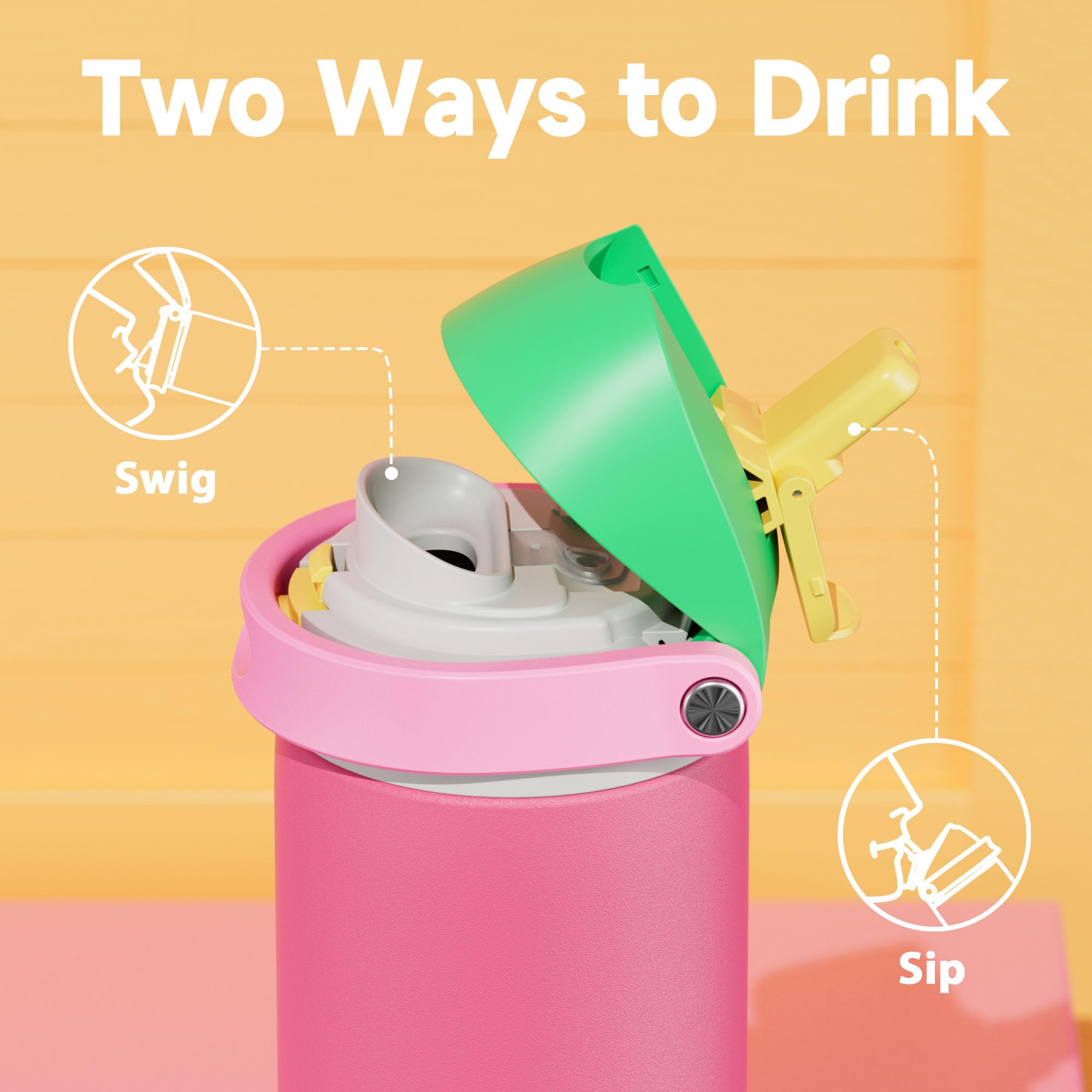 24 oz Insulated Water Bottle with Straw: Meoky Stainless Steel Metal Water Bottle with 2-in-1 Lid - Leak Proof, Cold for 24 Hours, Protective Silicone Base, BPA-Free for Sports Travel Car, Ivory