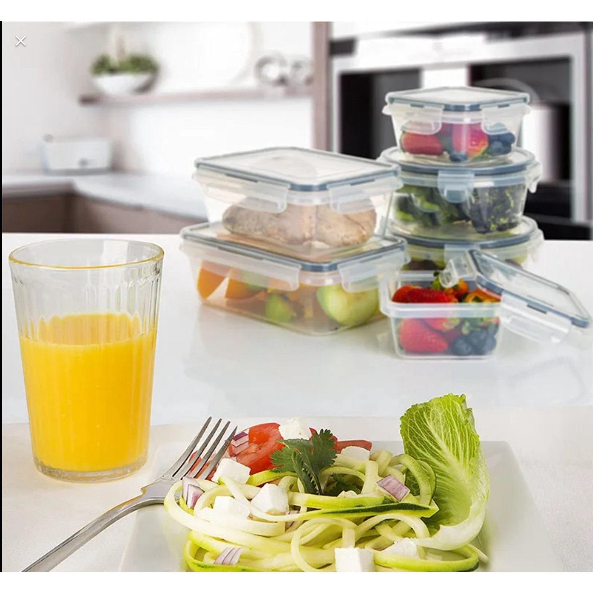 24-Piece Set of Food Storage Containers with Gasket Seal Box Lids, 24 Containers and 24 Lids, Leak Proof Stackable, For Kitchen Fridge, Meal Prep Lunch Containers