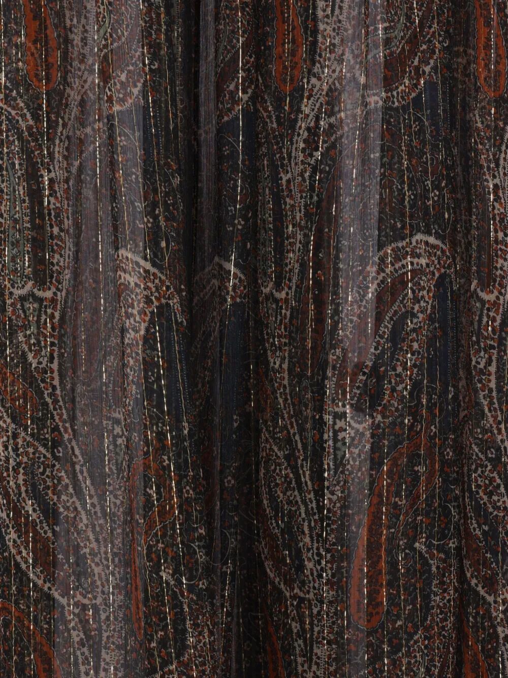 Saint Laurent Women Semi-Sheer Lavallière Maxi Dress In Lurex Paisley