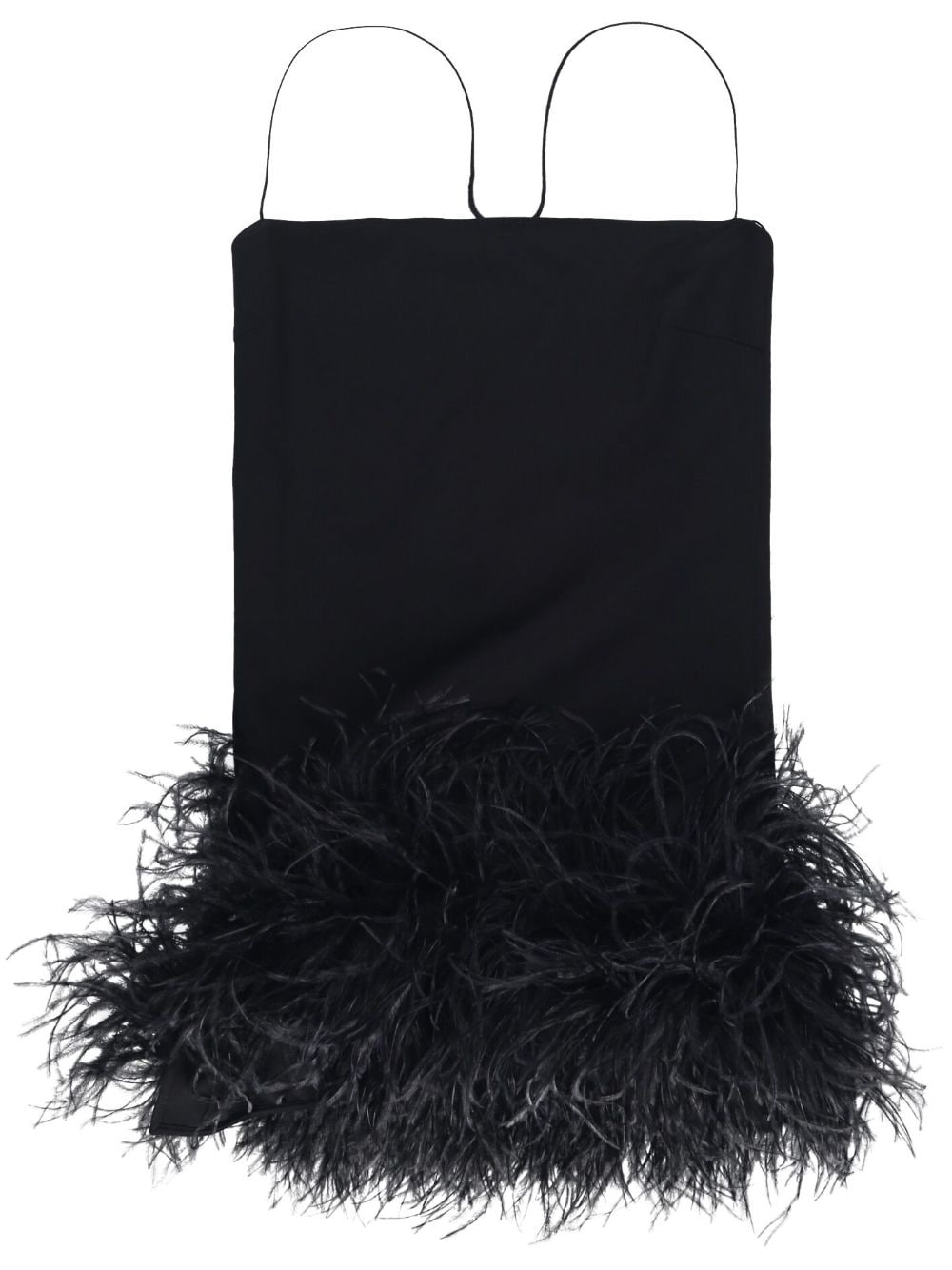 The Attico Women Fujiko Compact Techno Jersey With Ostrich Boa Feathers Mini Dress