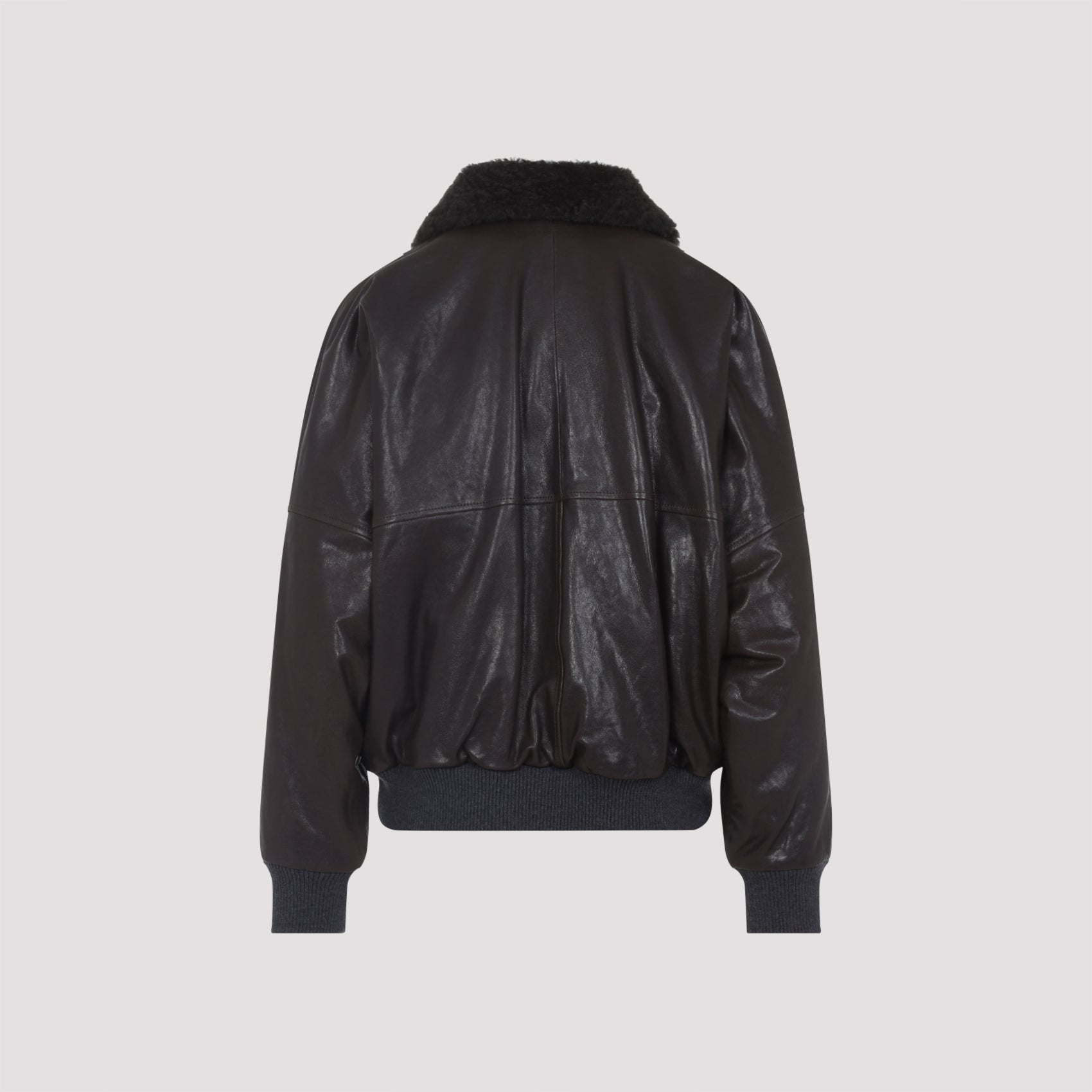 Brunello Cucinelli Shearling Collar Leather Jacket Women