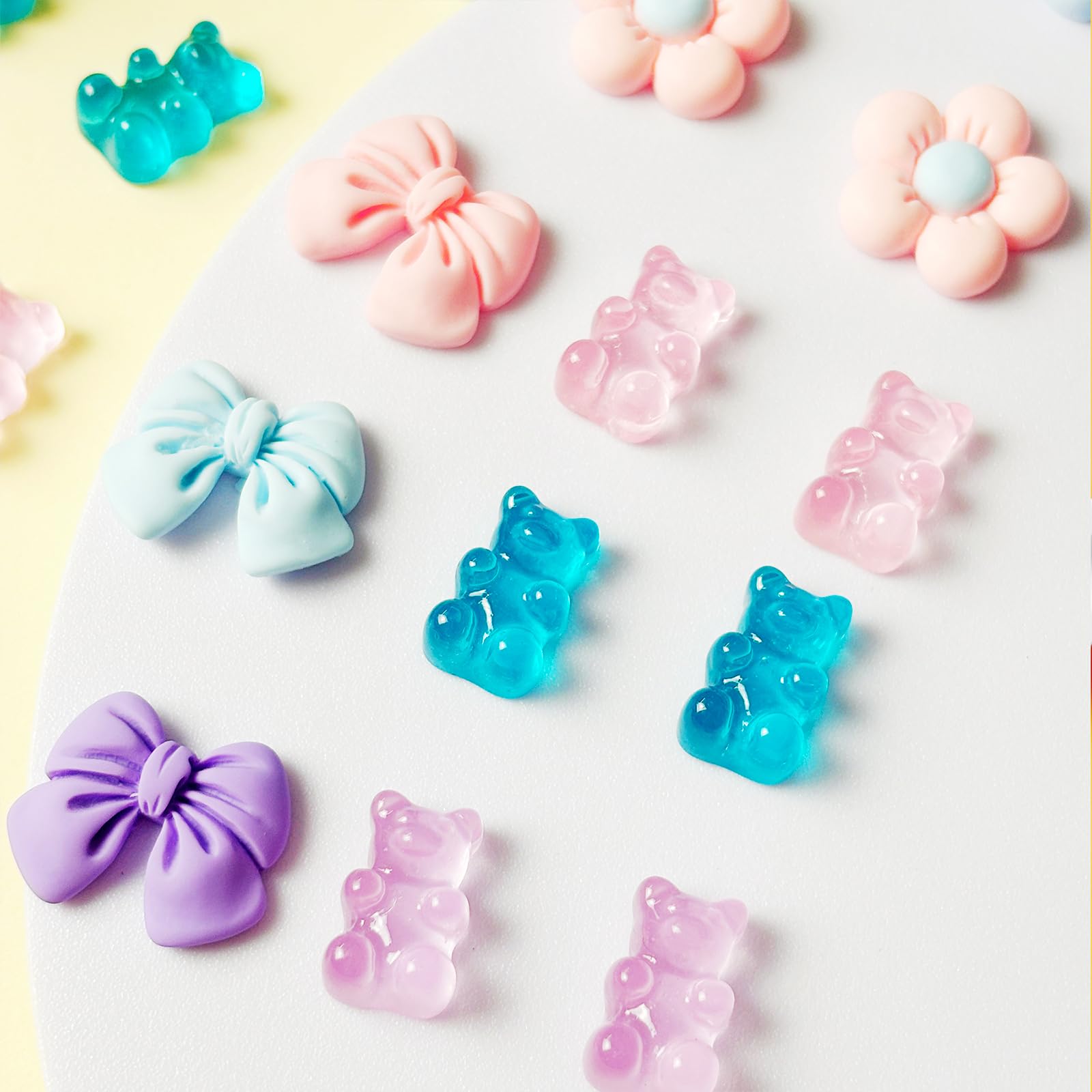 24Pcs Fabric Bow Shoe Charms, Cute Bears, Flower Pearl Charms Accessories for Clogs, DIY Shoe Decoration Charms for Girls, Party Favor
