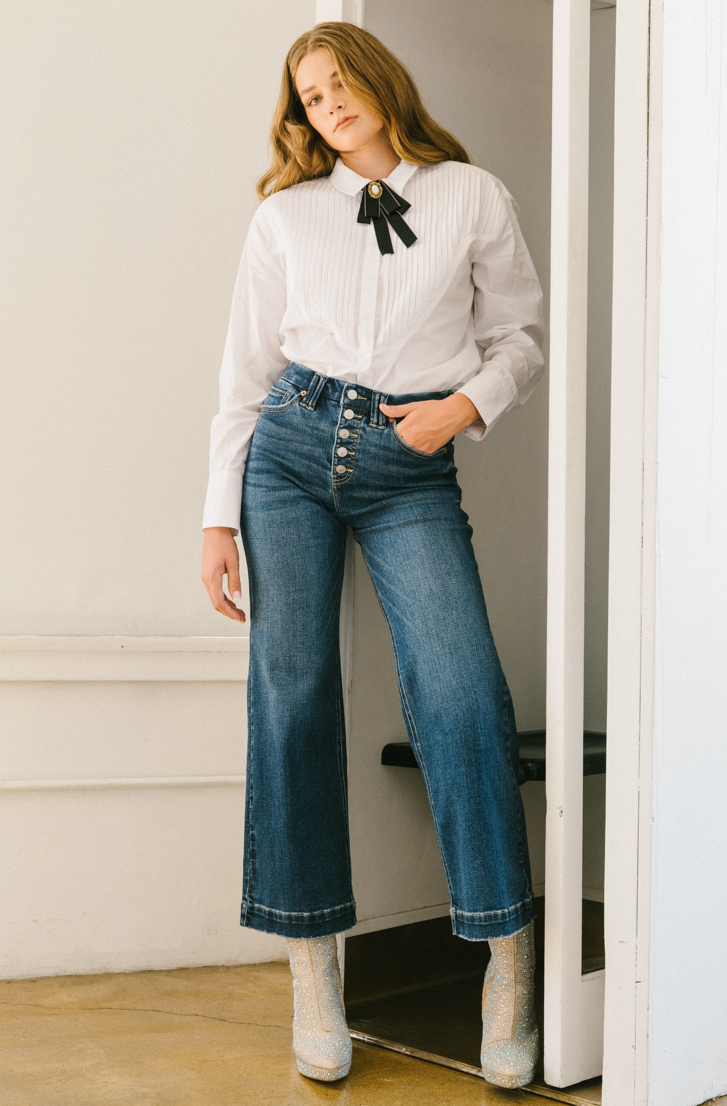 Tummy Control 90's Vintage Stretch Wide Jeans