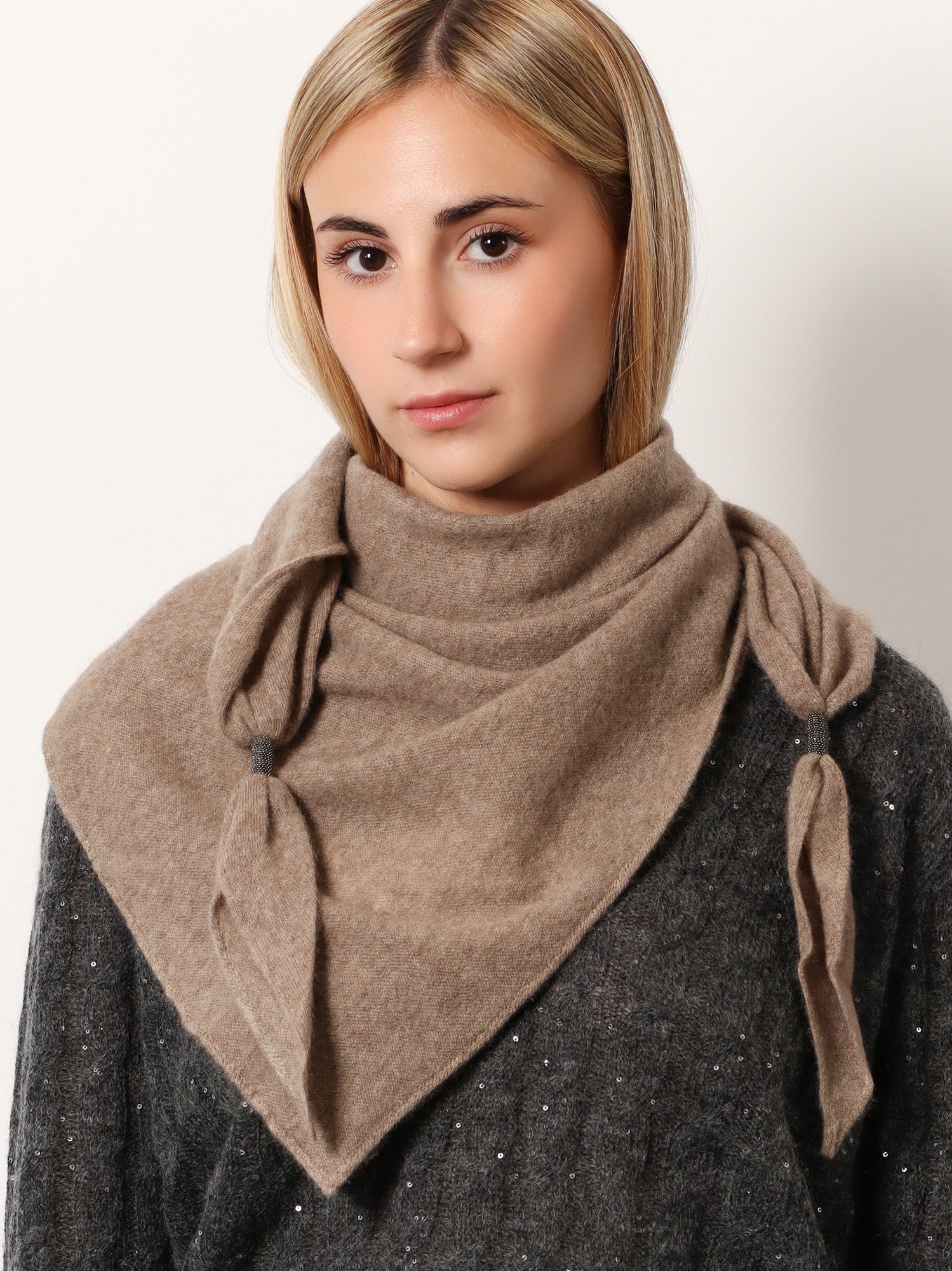 Brunello Cucinelli Women Cashmere Scarf With Monili Detail