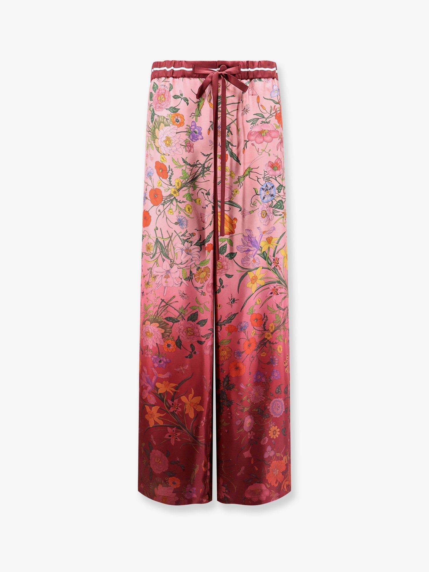Gucci Women Silk Trousers With Gucci Flora Print