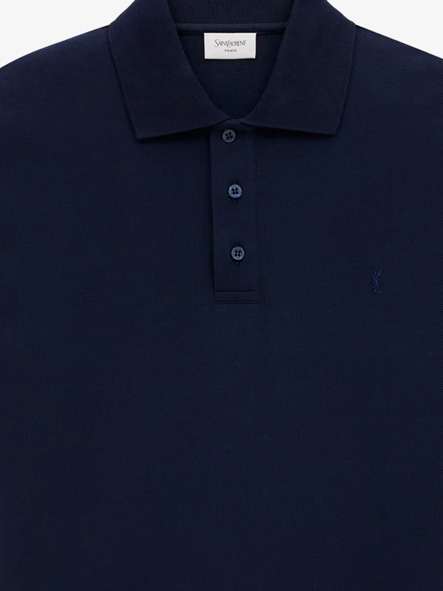Saint Laurent Men Recycled Material Polo Shirt With Cassandre Embroidery