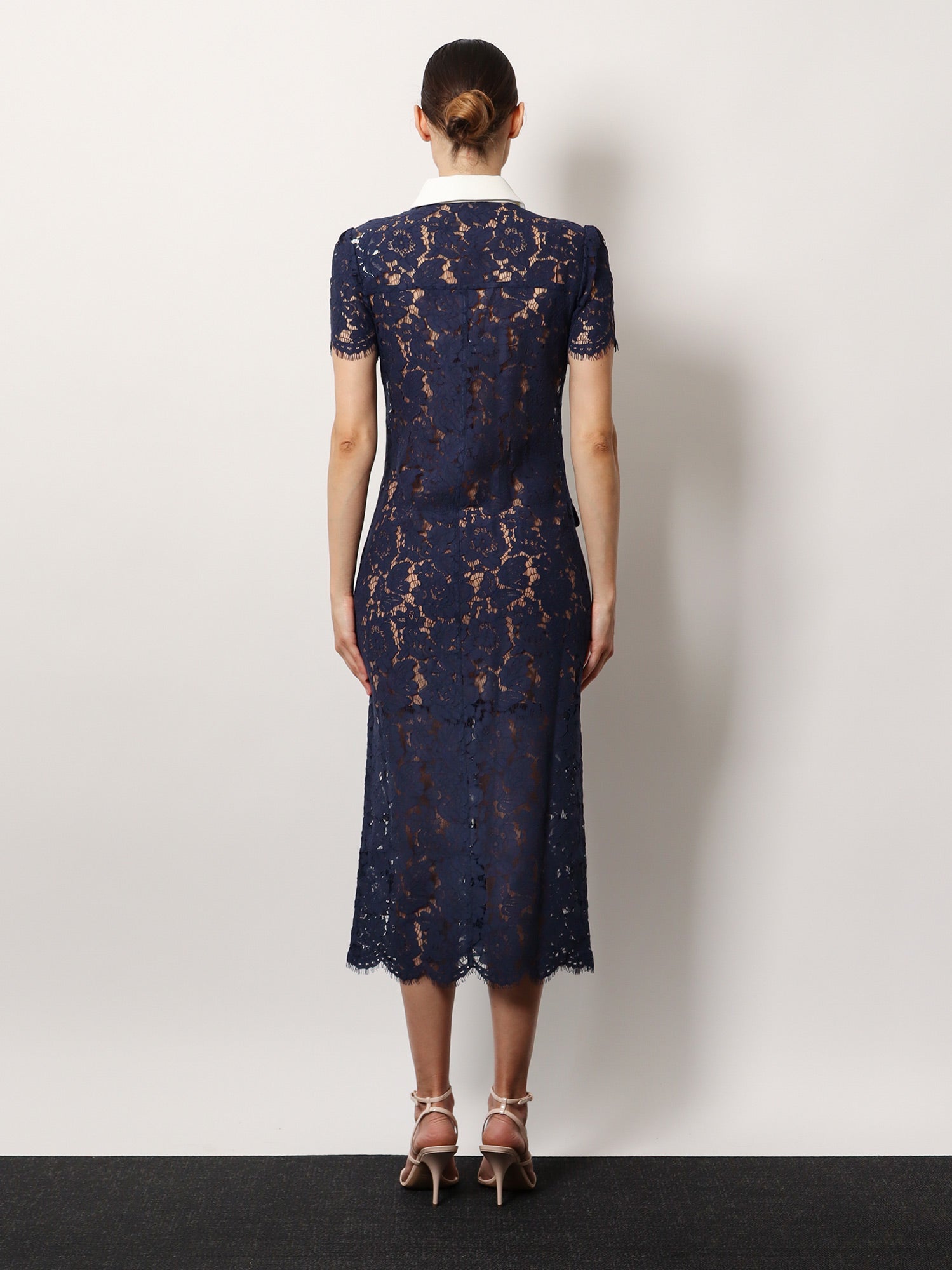 Self Portrait Women Lace Midi Dress With Jewel Button