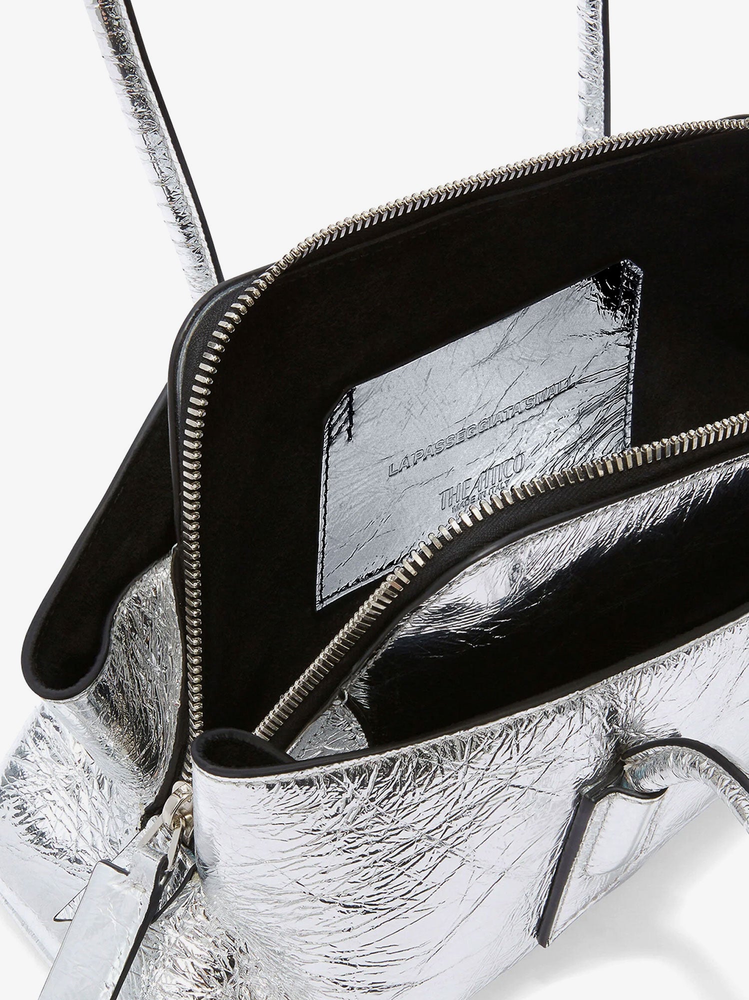 The Attico Women La Passeggiata Small Laminated Leather Shoulder Bag