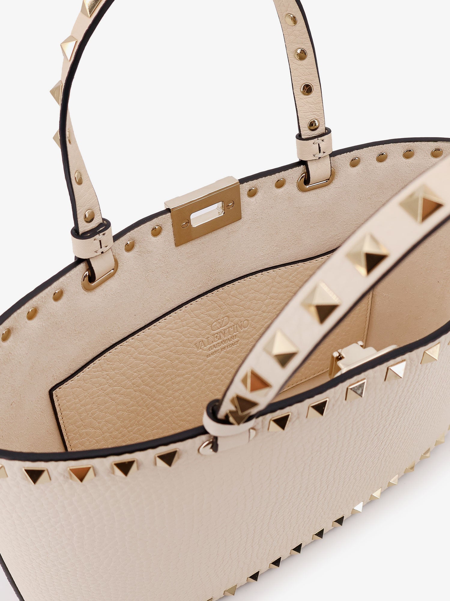 Valentino Garavani Women Rockstud Small Tote Valentino Garavani Leather Shoulder Bag