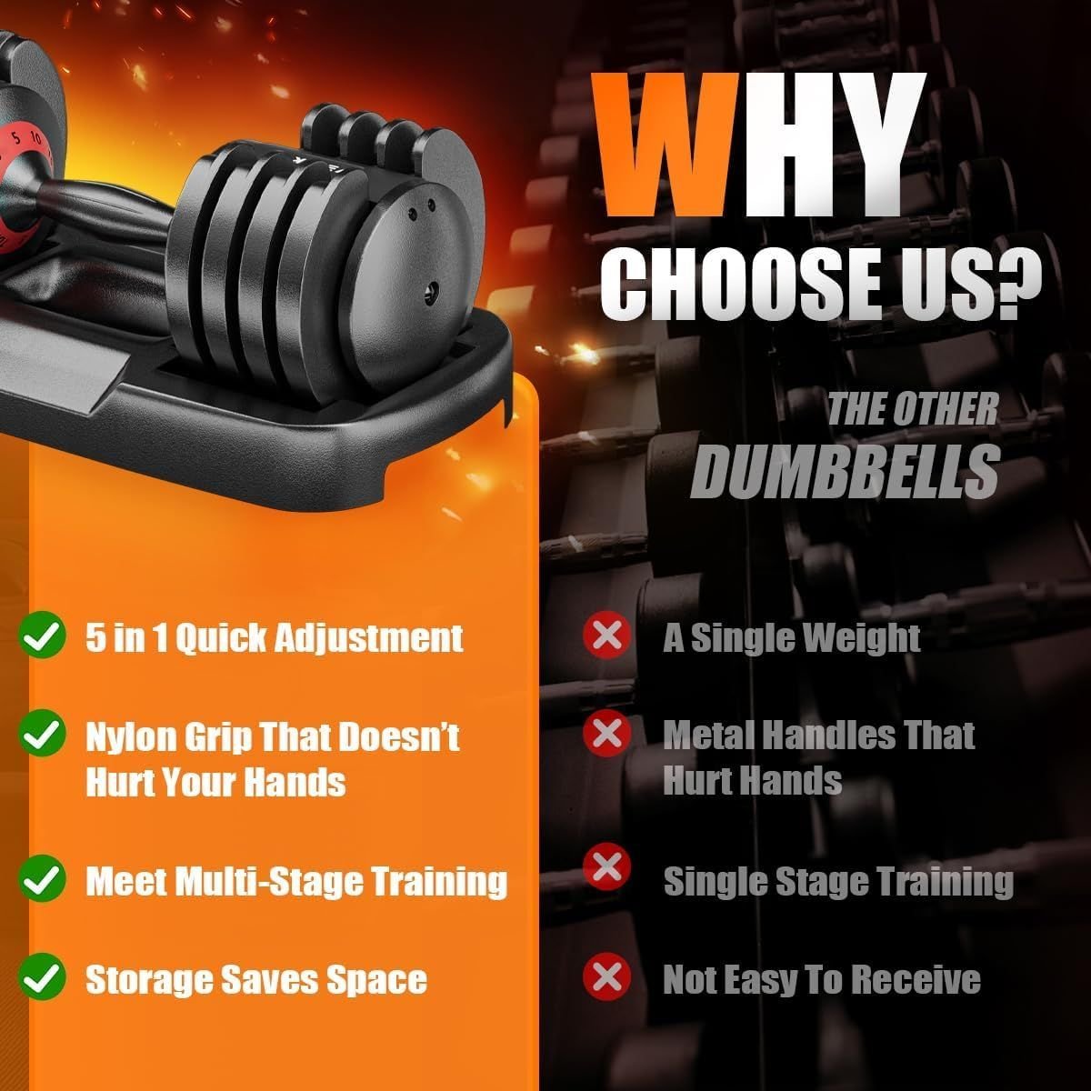25LB 5 in 1 Single Adjustable Dumbbell Free Dumbbell Weight Adjust with Anti-Slip Metal Handle, Ideal for Full-Body Home Gym Workouts