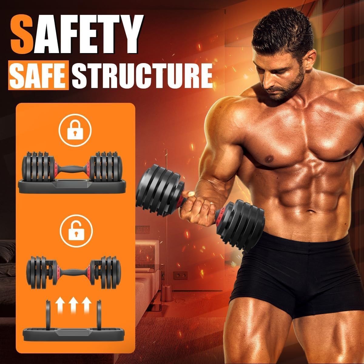 25LB 5 in 1 Single Adjustable Dumbbell Free Dumbbell Weight Adjust with Anti-Slip Metal Handle, Ideal for Full-Body Home Gym Workouts