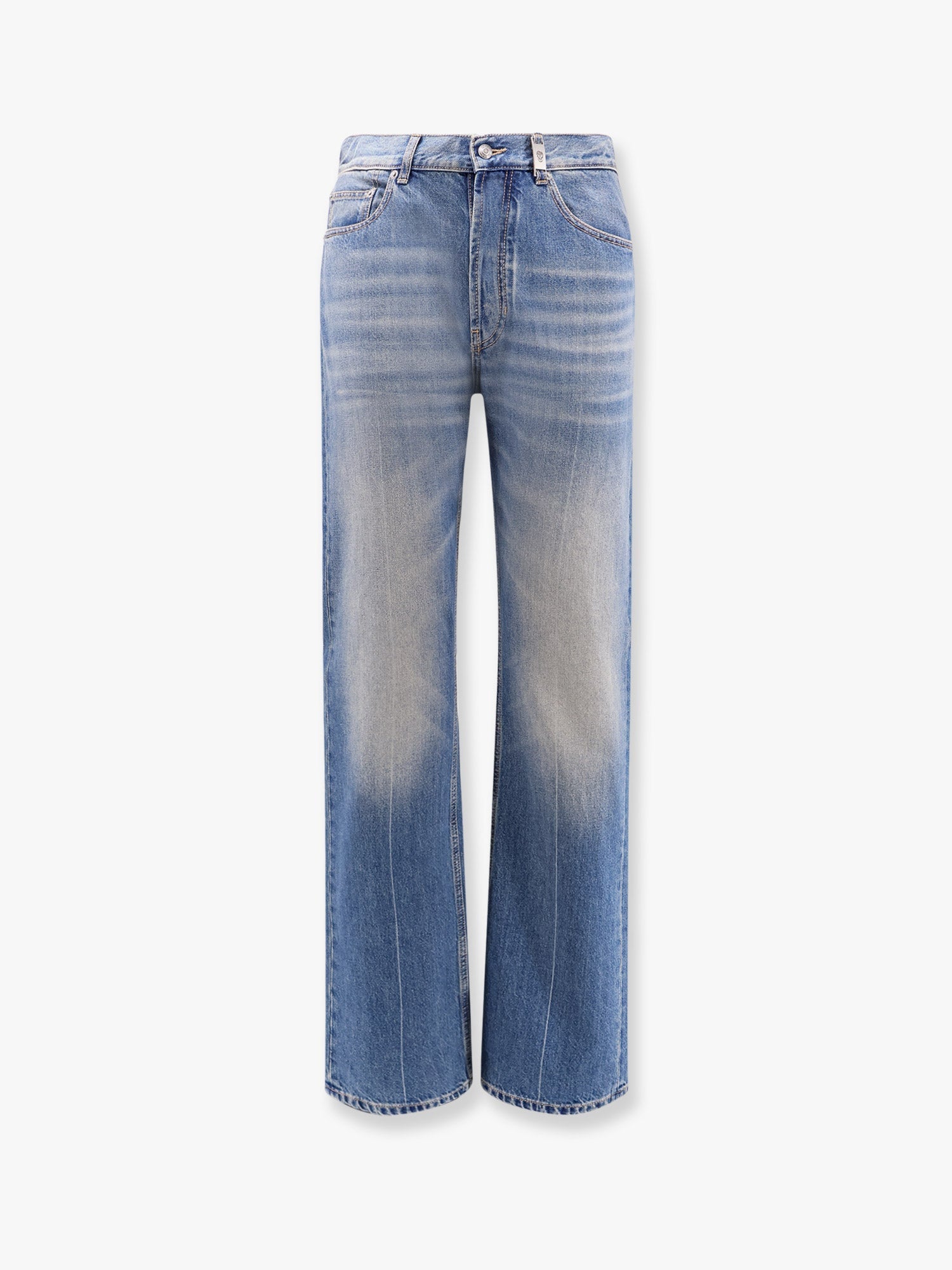 Alexander Mcqueen Men Washed Blue Straight Leg Jeans
