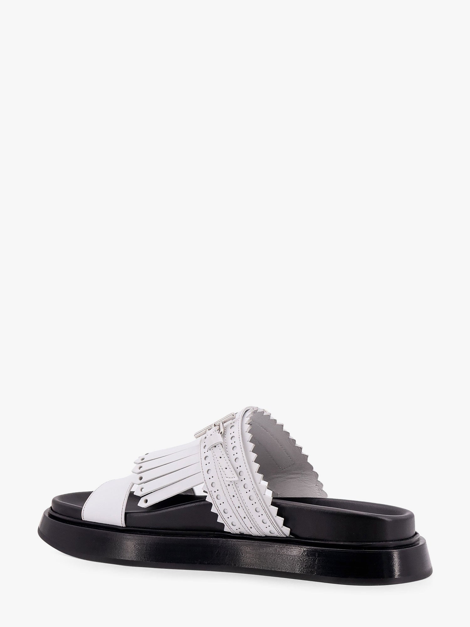 Alexander Mcqueen Women Leather Sandals With Leather Fringe