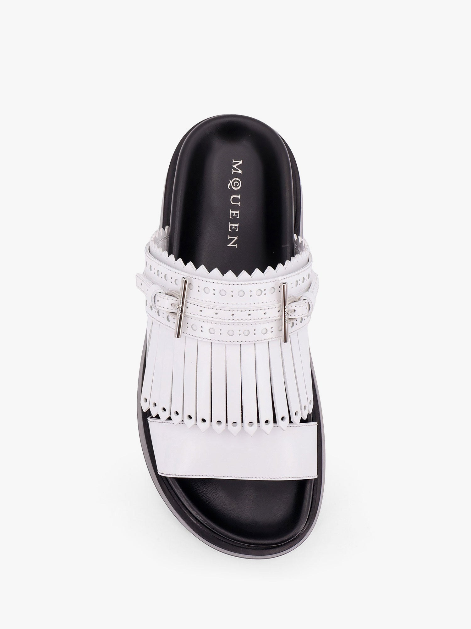 Alexander Mcqueen Women Leather Sandals With Leather Fringe