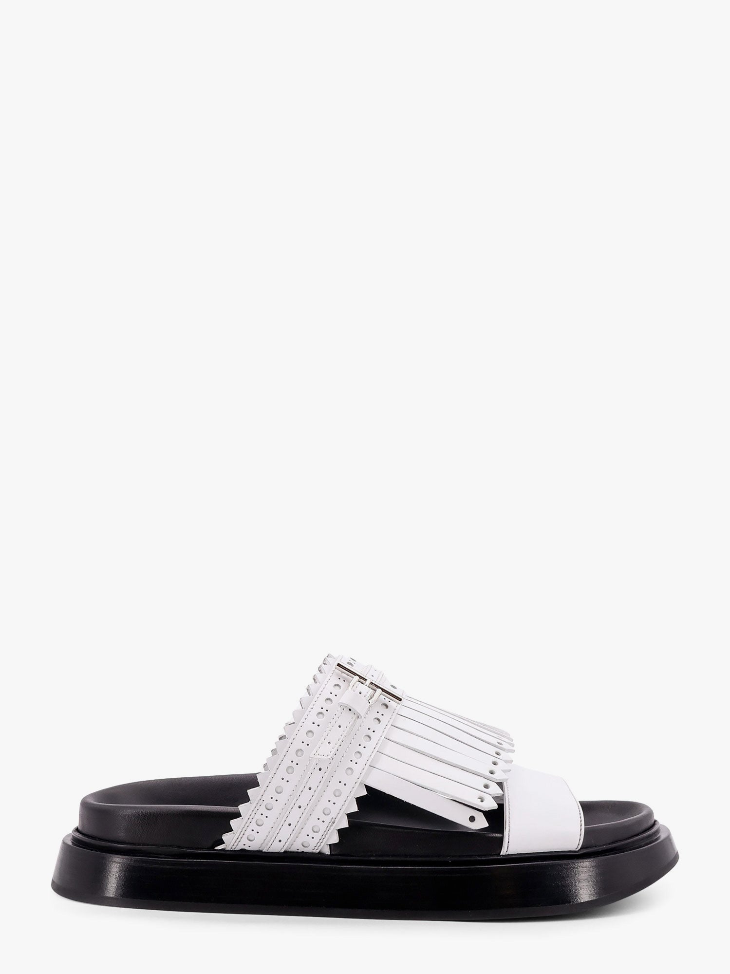 Alexander Mcqueen Women Leather Sandals With Leather Fringe