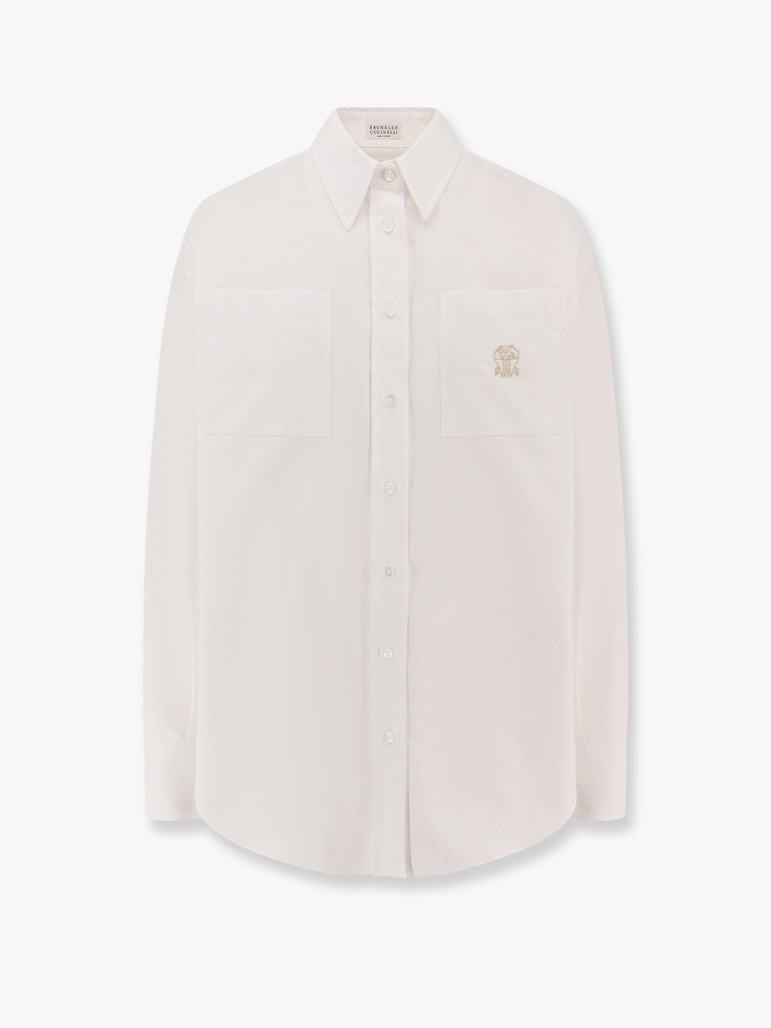 Brunello Cucinelli Women Cotton Shirt With Logo Embroidery