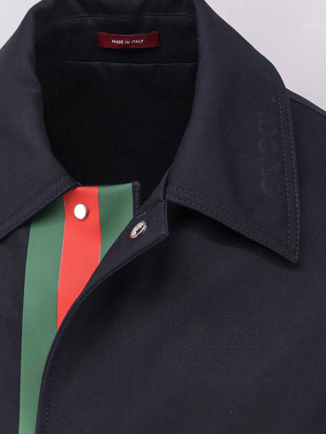Gucci Men Cotton Gabardine Jacket With Embossed Logo