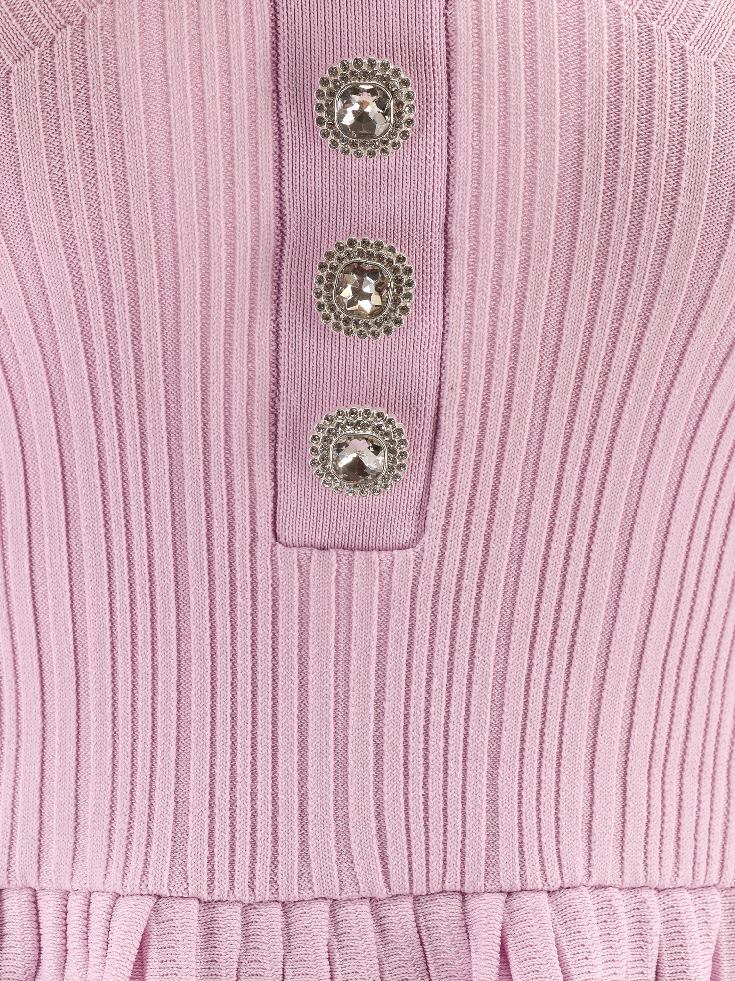 Self Portrait Women Ribbed Knit Mini Dress With Jewel Buttons