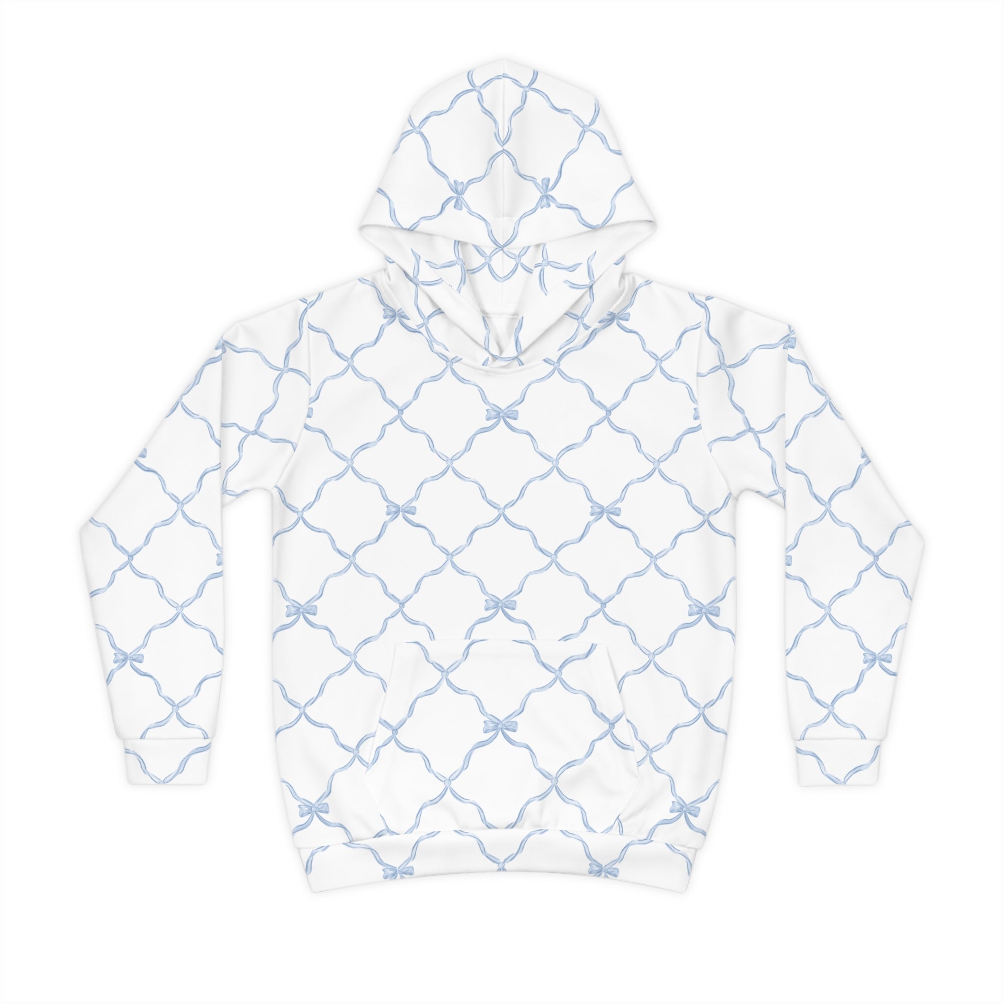 Trellis Bow Youth Hoodie Activewear - Light Blue