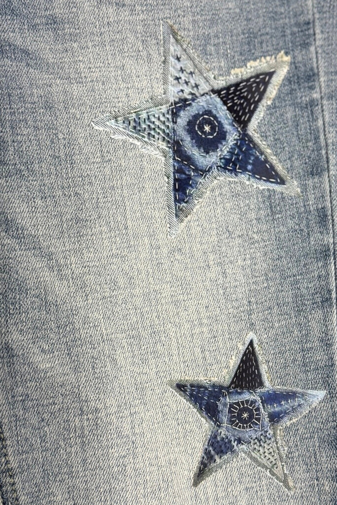 Star Patch DTF Print Double Waist Bootcut Jeans