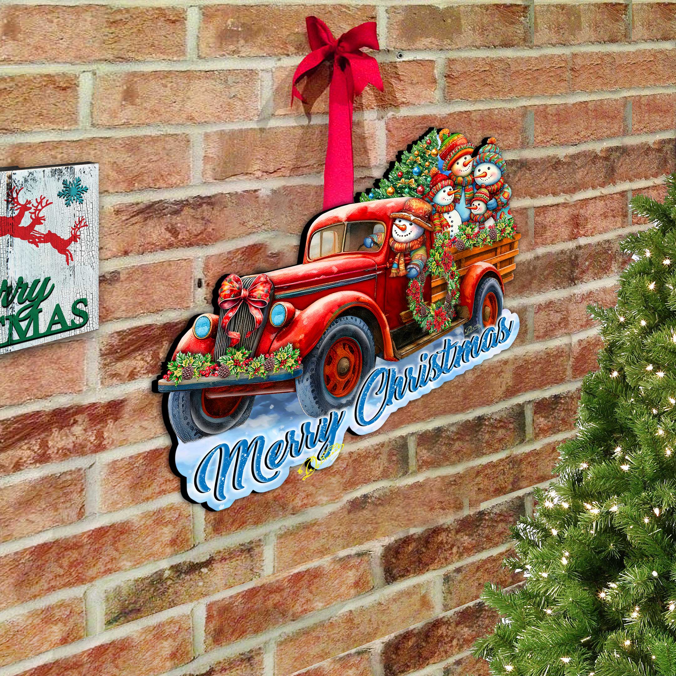 Merry Christmas Snowman Family Truck Door Hanger by G. Debrekht - Christmas Decor - 8652819H