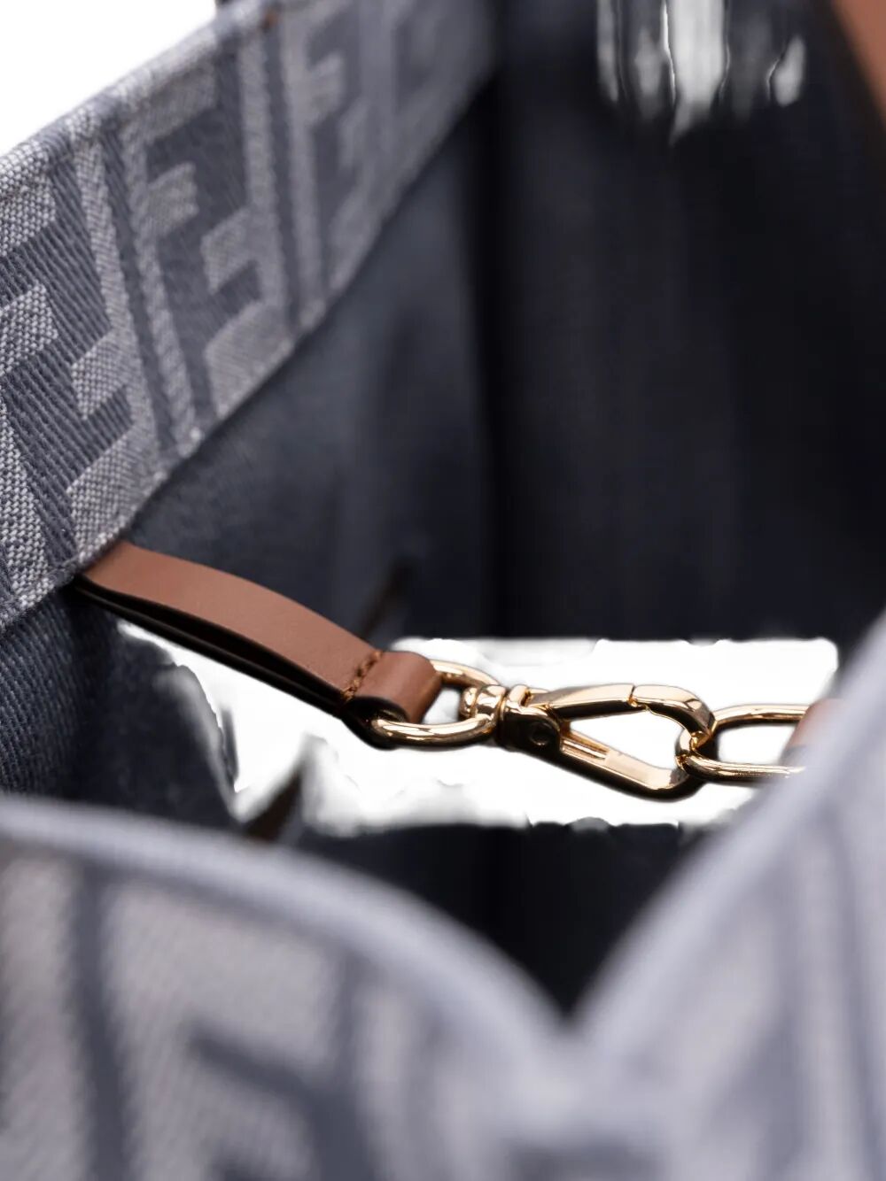 Fendi Women Summer Tote Denim-Effect Ff Jacquard Bag