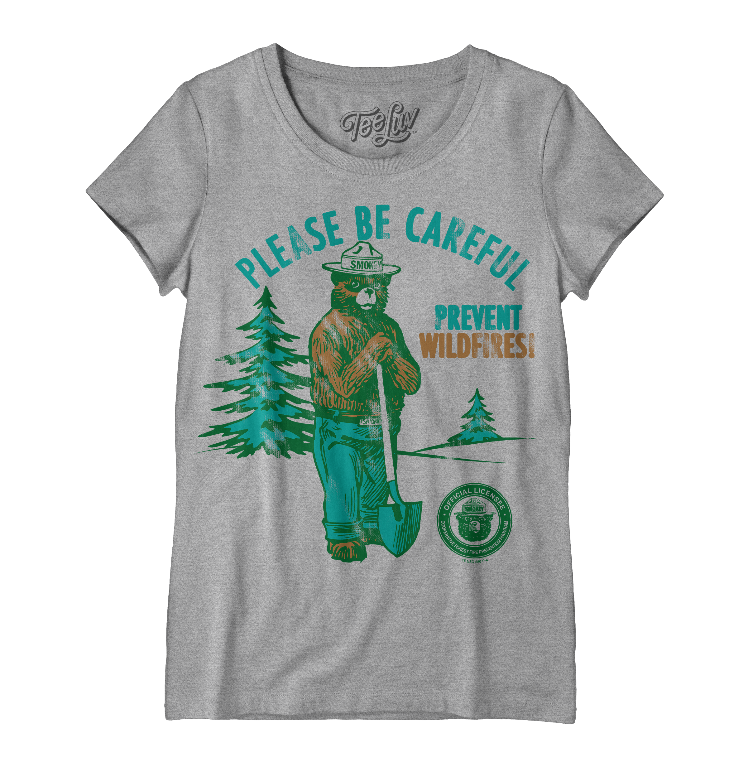 Smokey Bear Please Be Careful Prevent Wildfires  Women's Scoopneck T-Shirt - Gray